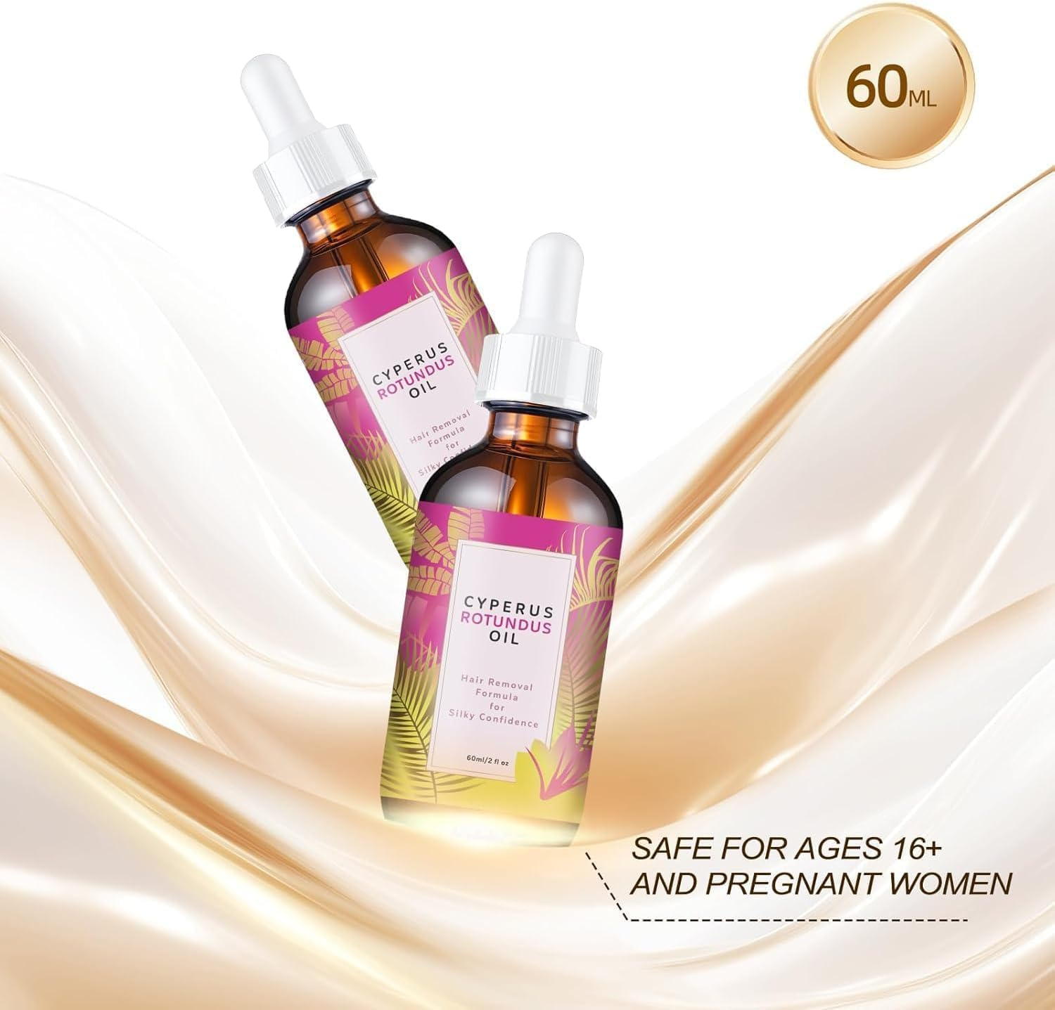 Cyperus Rotundus Oil - 60Ml Natural Cattail Oil, Moisturizing and Soothing, Convenient for Hair Removal and Reducing Body Hair Growth, Suitable for All Skin Types image number 2