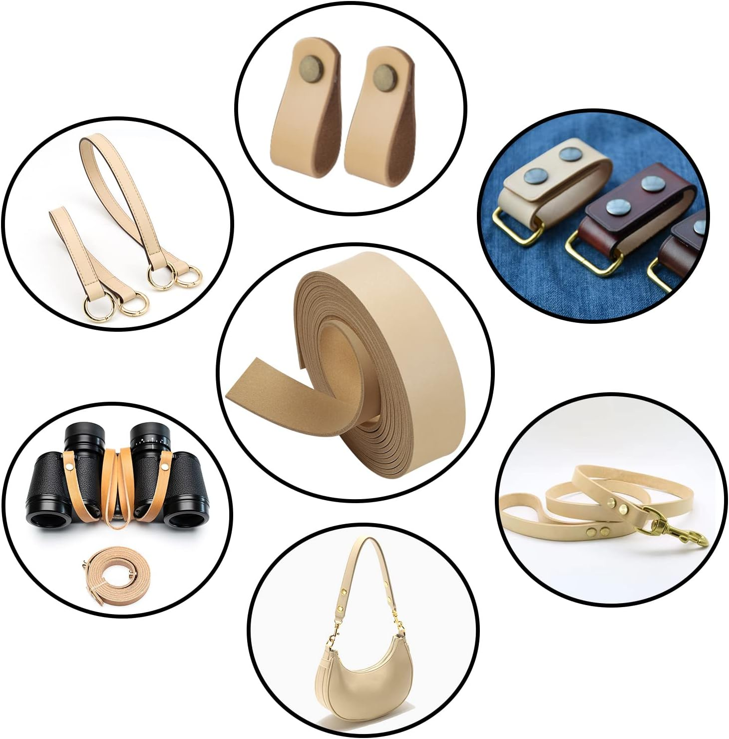 Picheng Faux Leather Strap: 1 Inch Wide 100 Inches Long Leather Strips Soft Leather for DIY Craft Projects Leather Belt Strap Pet Collars Traction Ropes Tooling (Apricot) - Apricot image number 5