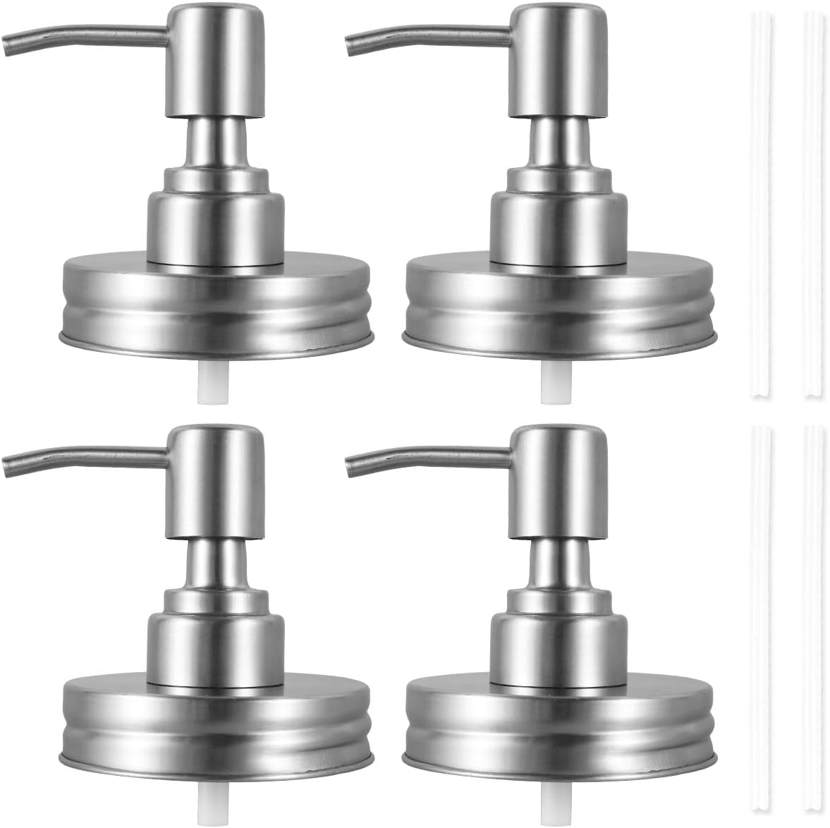 Abizarch Mason Jar Soap Dispenser Lid with Pump, 2.76" Stainless Steel Mason Jar Pump Lid Lotion Soap Dispenser Lids with 3.9 Inch Tube and Gasket, Leakproof Soap Dispenser Pump Replacement image number 6