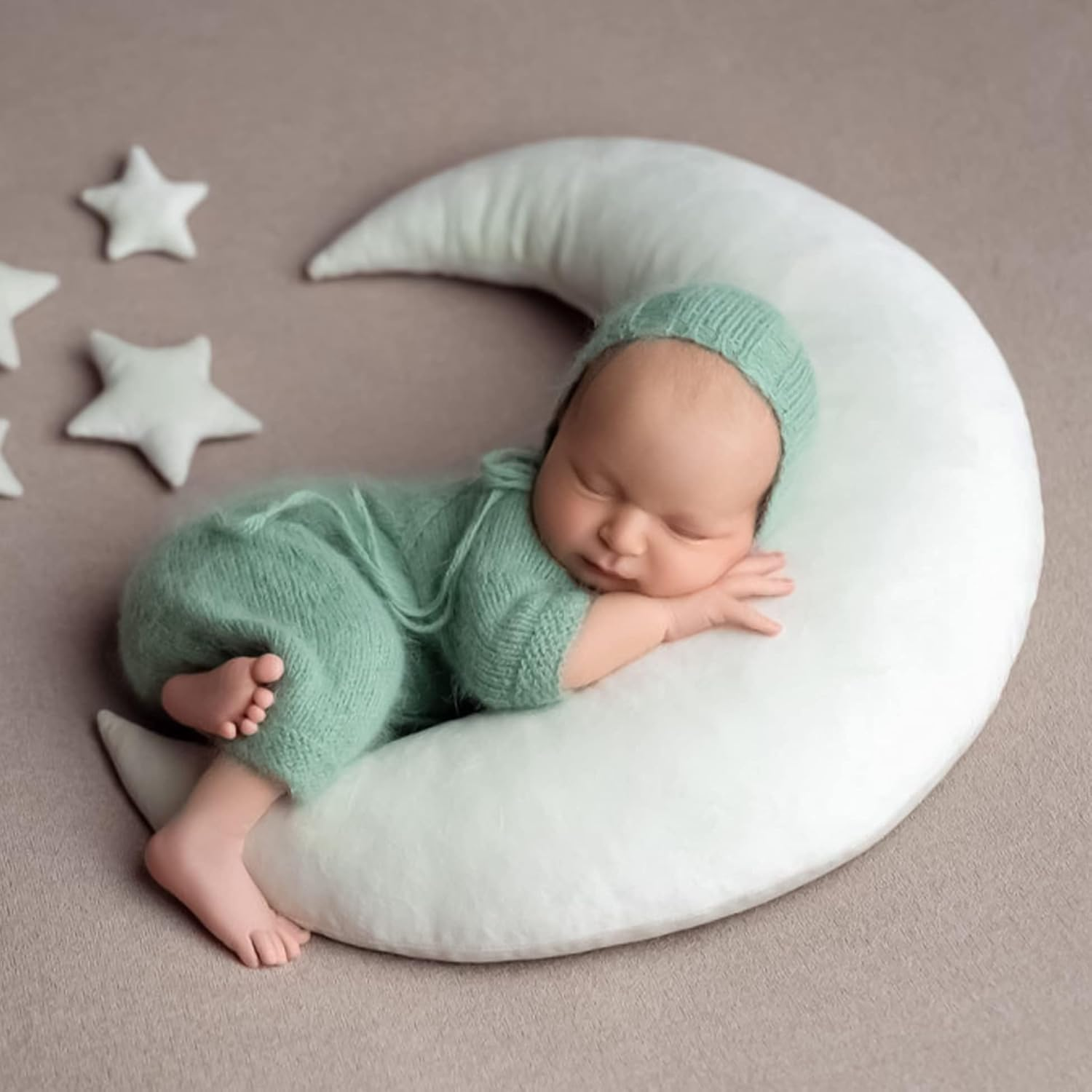 Moon Star Pillow Newborn Posing Pillow Newborn Photography Posing Pillows Infant Photography Props Set (White) image number 5
