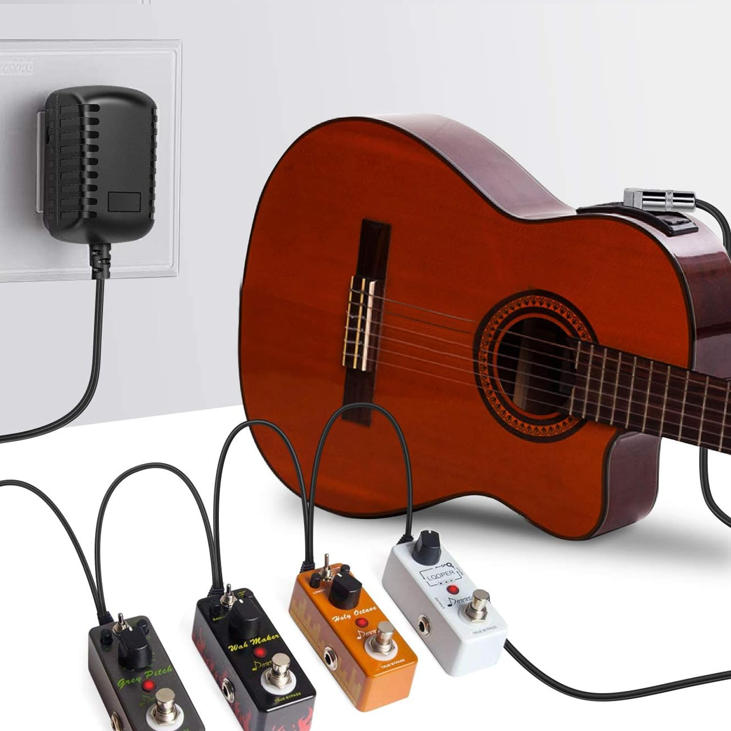 Security-01 Guitar Pedal Power Supply Splitter Cable,1 to 4 Way Daisy Chain Cables,4 Ways Guitar Effects Pedal Accessories Multi-Plug Power Cable image number 2