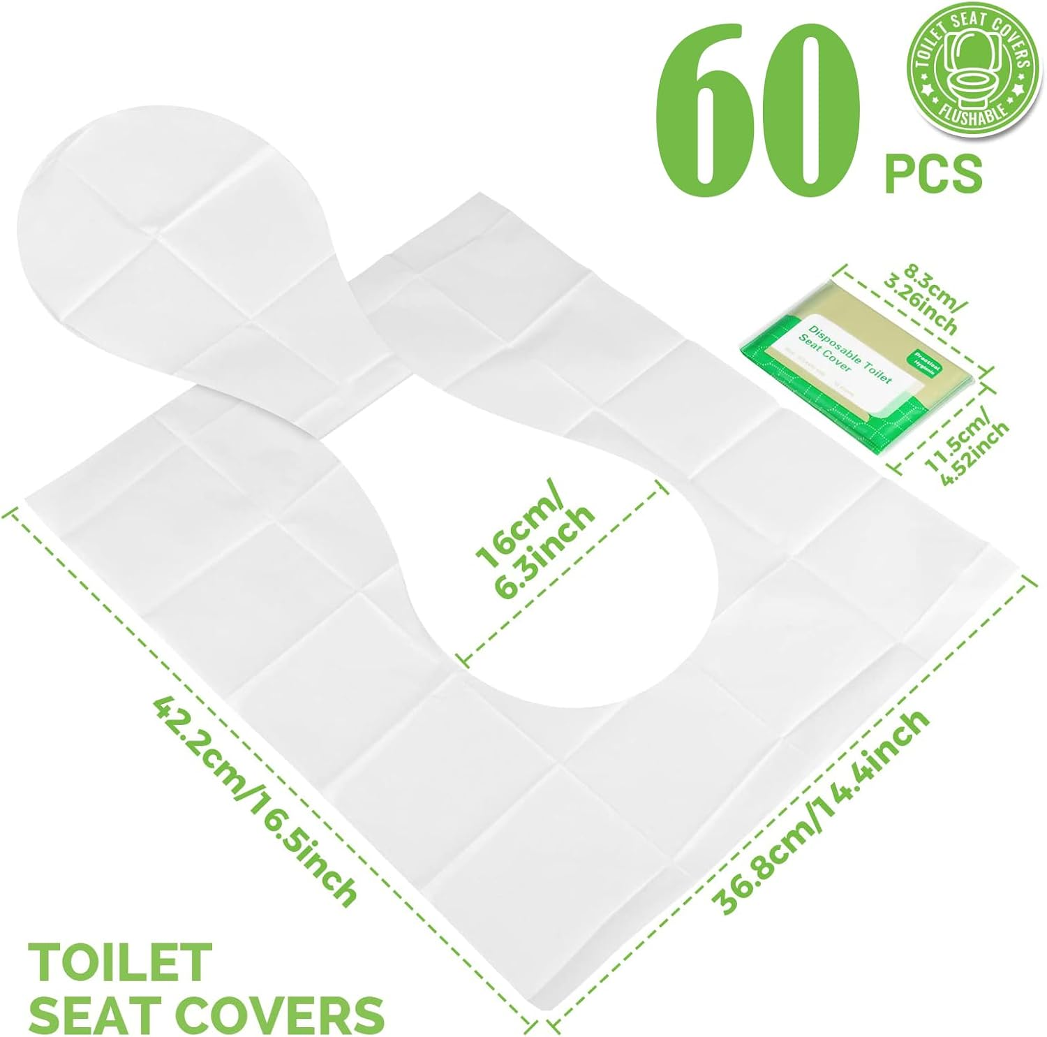 Toilet Seat Covers Disposable, 60Pcs Flushable Travel Disposable Toilet Seat Covers for Adults Kids Potty Training, Travel Essential Accessories for Airplane, Road Trips, Camping image number 4
