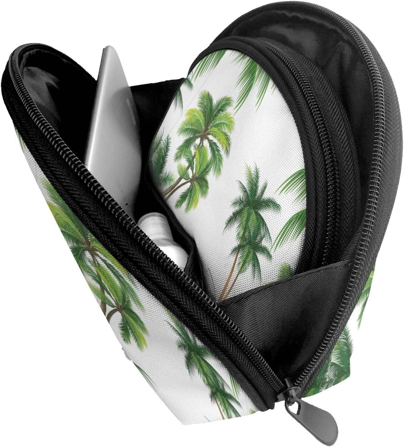 Cozimangoe Coin Pouch Makeup Bags Set, 2 Piece Shell Shape Cosmetic Bag with Pockets for Daily Travel Handbag Lipstick Keys Toiletry, Personalized Coconut Palm Tree image number 1