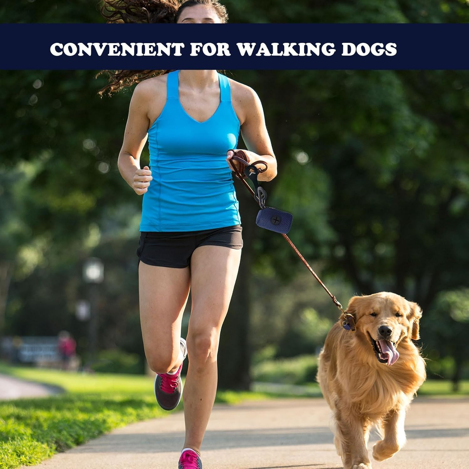 Liyquint 1PCS Dog Poop Bag Holder & 2PCS Dispenser, Fits Any Dog Leash, Mesh Fabric Attachment with Zipper, Large Waste Bag Carrier for Dogs - Durable & Portable (Dog Poop Bag Clip/Waste Bag (Blue)