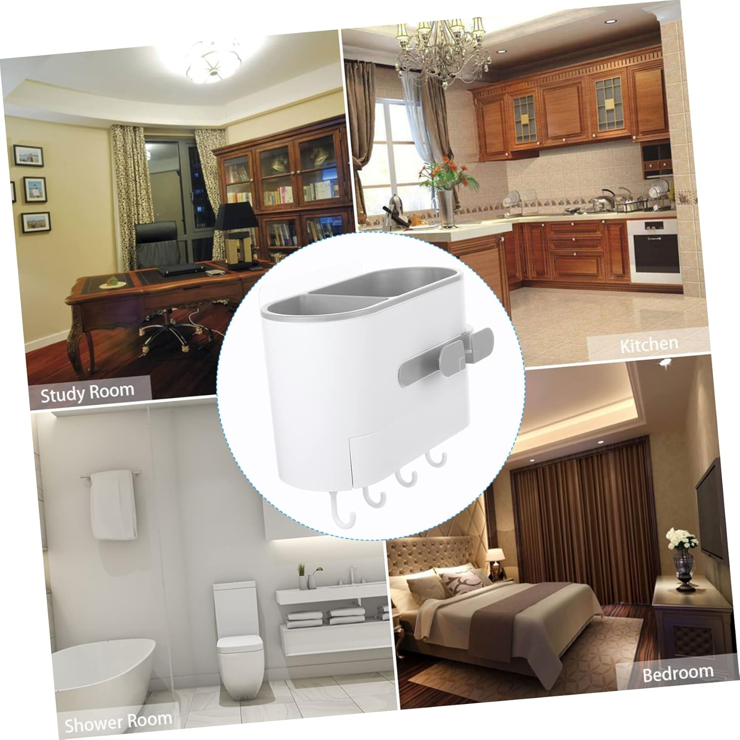 Outanaya Bathroom Wall Rack Hair Dryer Support Storage Multi-Function Hair Dryer Holder image number 4