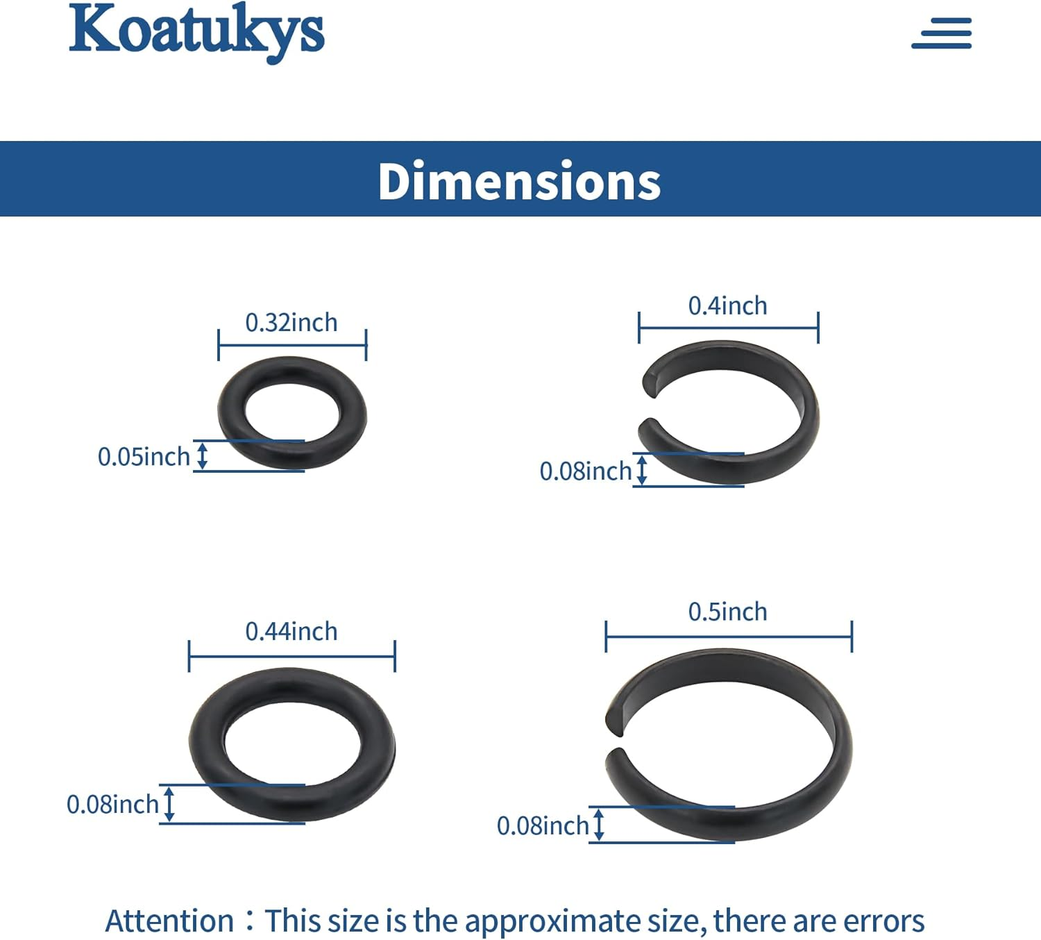 Koatukys 5 Sets 3/8" and 5 Sets 1/2" Impact Retaining Ring Wrench Socket Clip with O-Ring Fits Replacement Milwaukee/Pneumatic Type Impact Wrench Square Drive Socket Retainer Ring image number 2