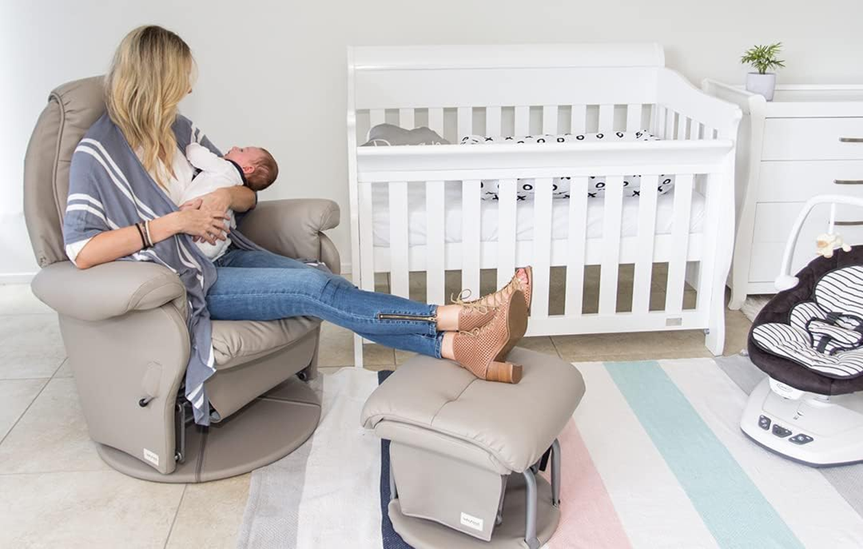 Babyhood Vogue Feeding Glider Chair and Ottoman, Ice Grey image number 2