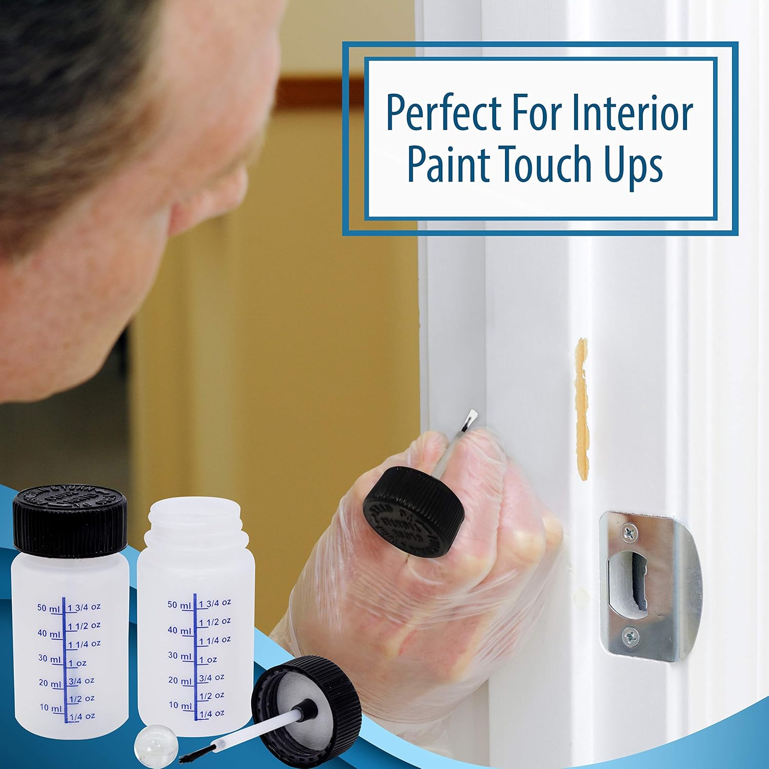 Upper Midland Products Paint Touch up Bottles with Brush, Mixing Ball, Applicator Touchup Leftover Paint Reusable Container Bottle Kit 3 Pack, Clear (PNTBTL3PK) image number 1