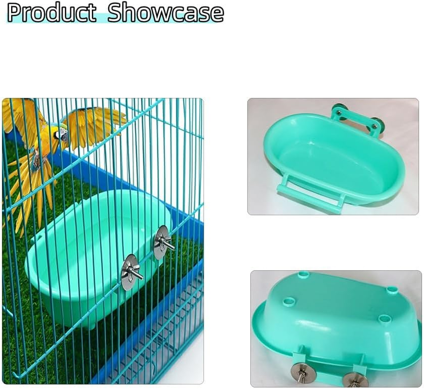 Bathing Tubs for Small Animals with 3 Balls Bird Water Bowl Bird Food Bowl Bird Food Feeder for Birds Parakeet Canary(Green) image number 5