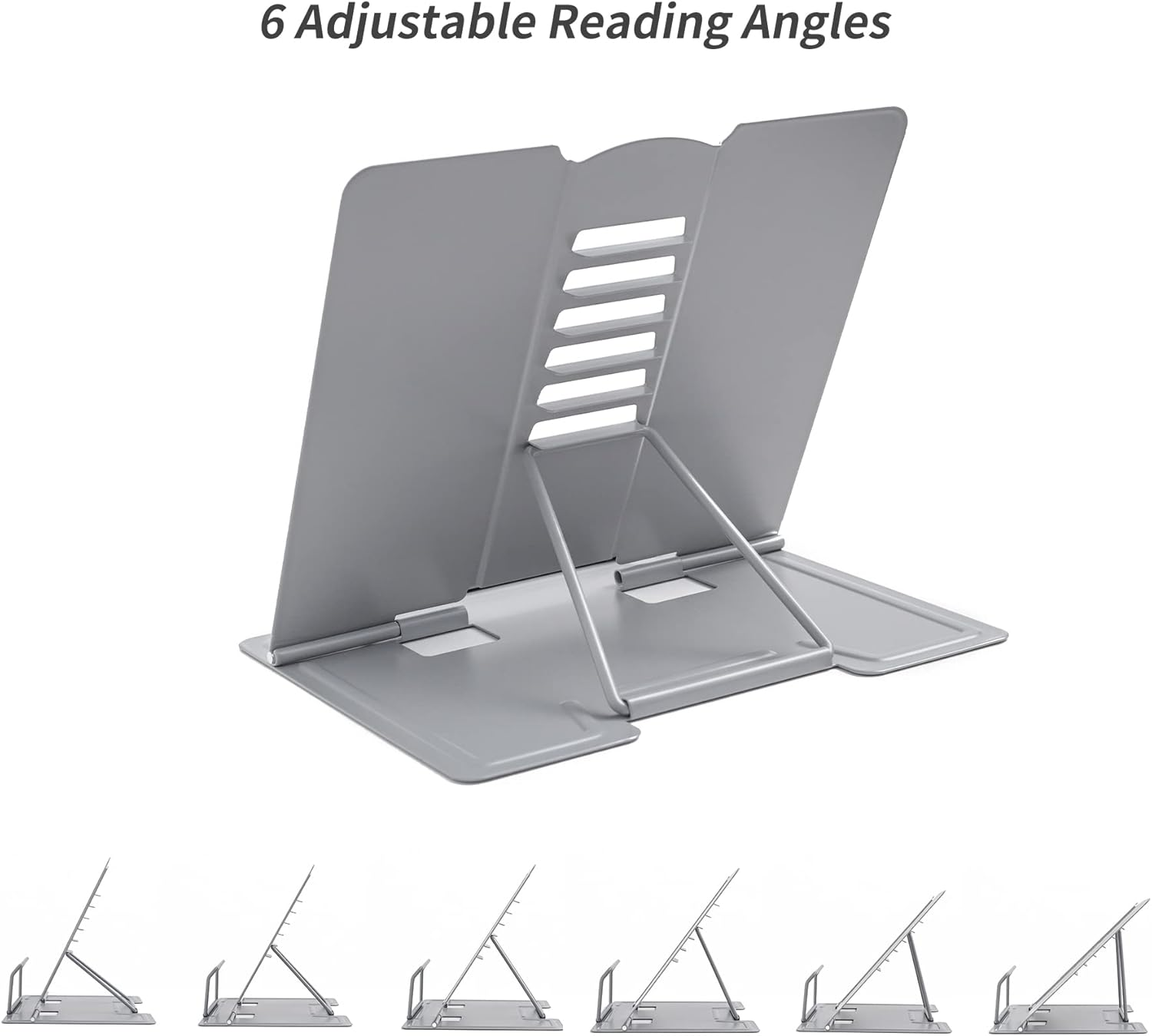 Metal Book Stand Book Holder Book Stand for Reading Adjustable Book Holder for Reading (Full Grey)