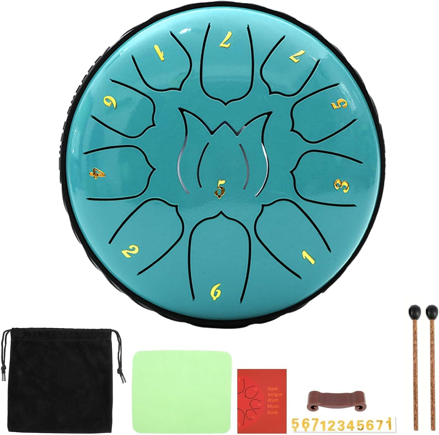 Yazoni Rain Drums 6 Inch 11 Notes - Steel Tongue Drum with Music Book, Hand Drum Mallets, Finger Picks and Carrybag, Rain Chime for Adults Entertainment, Musical Education, Yoga, outside the Garden image number 1