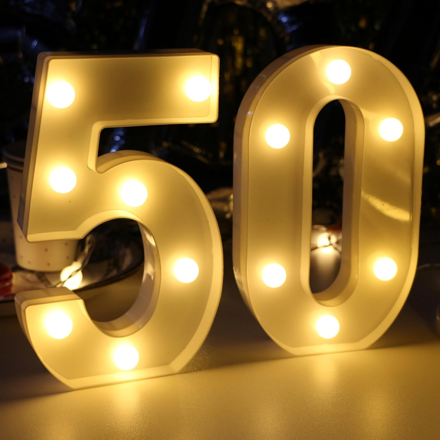 50Th Birthday Party Decorations for Her&Him, 50Th Birthday Centerpieces Table Decorations for Women&Men, Light up Numbers 50 Sign for Wedding Anniversary Backdrop Wall Decor, Gifts image number 1