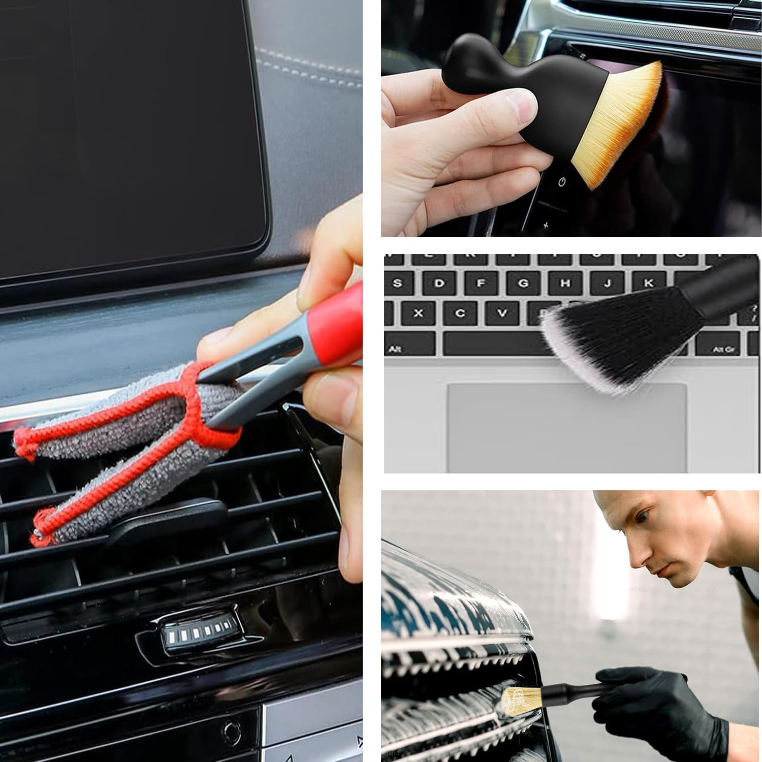Lxcshljx 5Pcs Car Interior Detailing Cleaning Brush Kit, Soft Bristles Auto Detailing Brush Set, Scratch Free Vehicle Dust Removal Brushes, Crevices Cleaning Brush Supplies for Dashboard, Air Vents image number 1