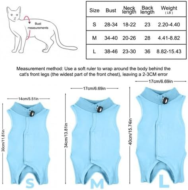 Cat Surgery Recovery Suit Cat after Surgery Bodysuit for Abdominal Wounds or Skin Diseases Kitten Surgical Onesie E-Collar Alternative for Cats and Dogs image number 4