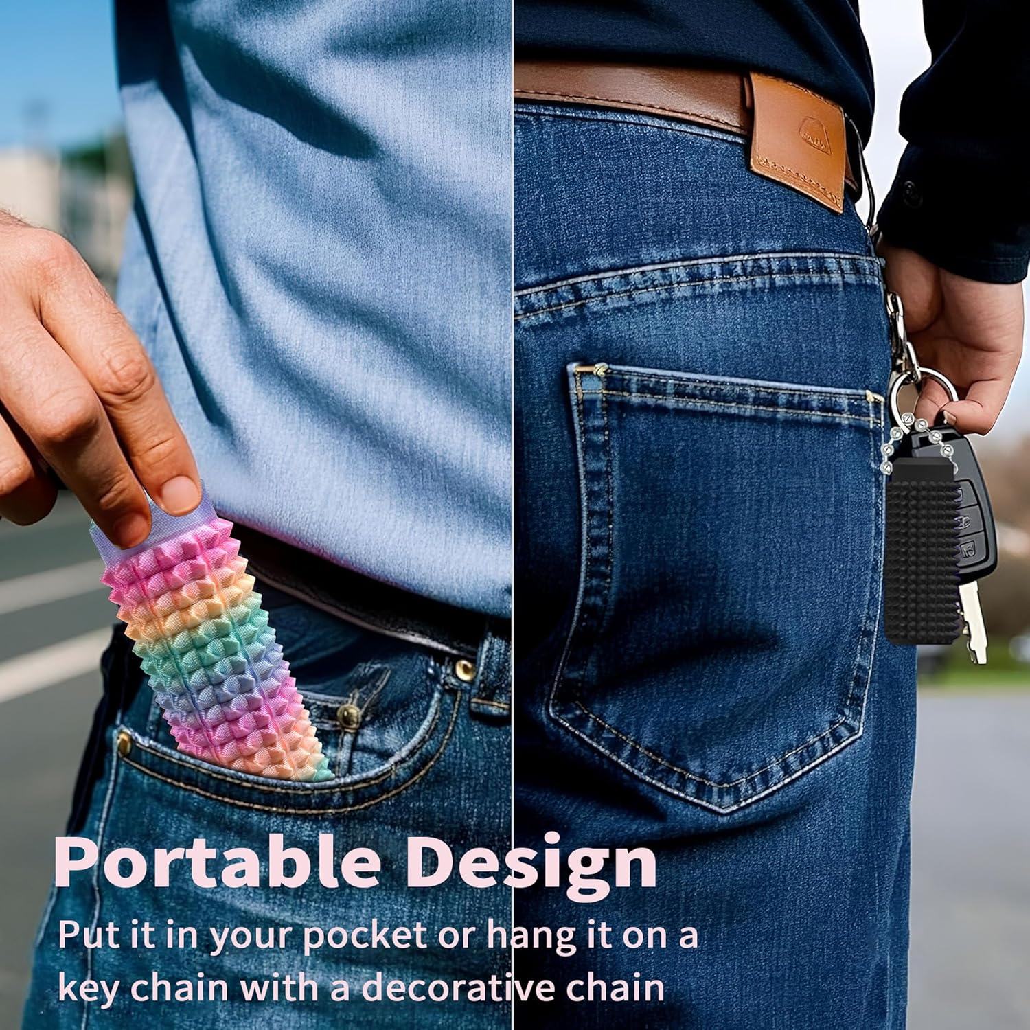 2 Pcs Little Ouchies Pain Fidget Toy, Pocket Quite Fidget Toys for Adults & Teens, 3D Printed Keychain Sensory Toy for Stress Anxiety Relief & Focus,Spiky Grippie Stim Keychain Toy Office Workers Gift image number 1