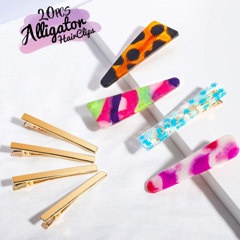 LEOBRO Metal Hair Clips, 50PCS Hair Clips for Women, Girls, Alligator Clips, Clips for Hair, Hair Barrettes for Women, for DIY Acrylic Resin Hair Clips, Hair Bows, Crafts, Gold - Silver image number 2