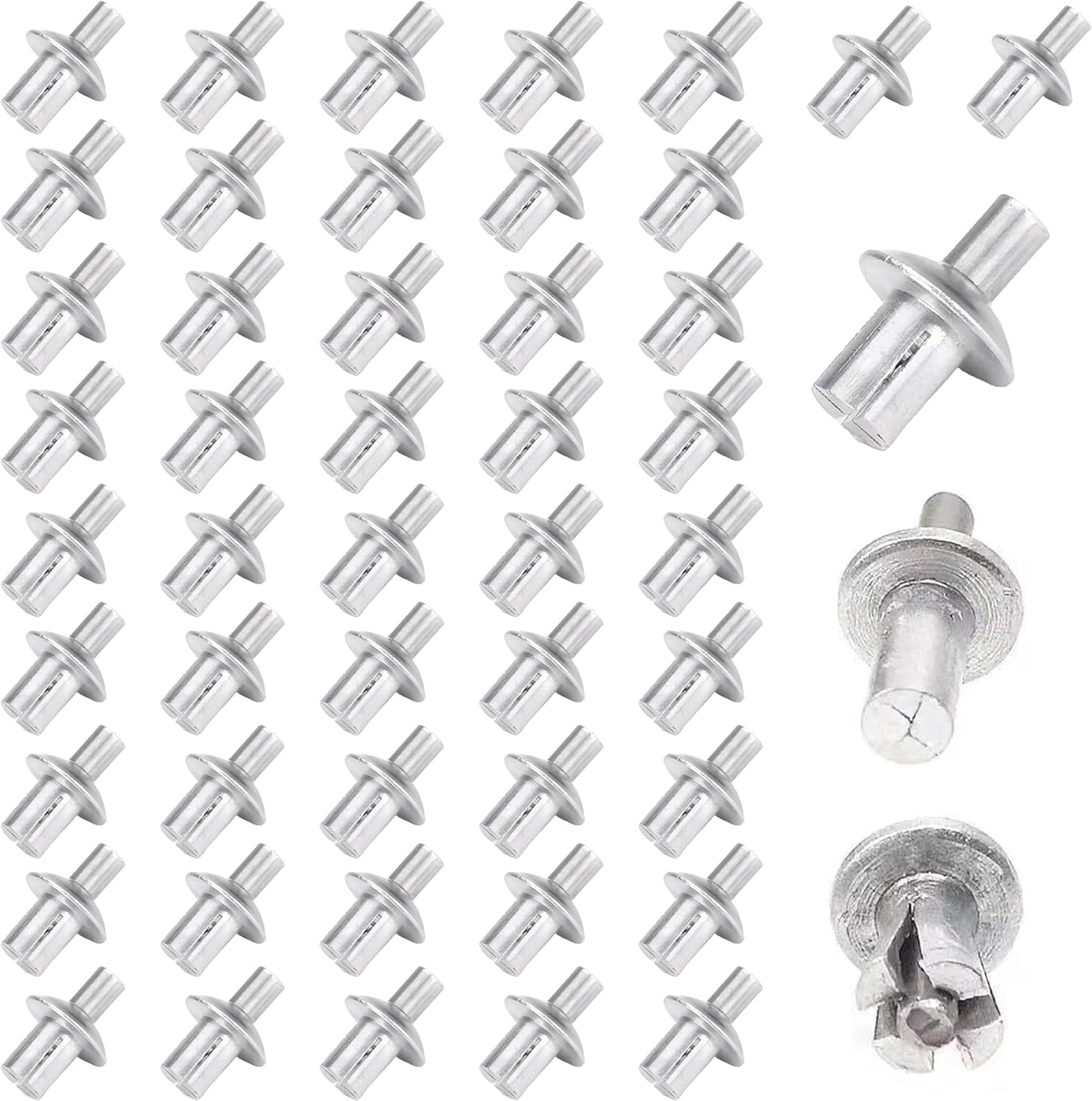 Aluminum Blind Rivet,Pop Rivets Core Pulling Rivets,Half round Head Hammer Drive Blind Rivets, Aluminum Core Rivets, Knock Type Expansion Rivets for Indoor Outdoor Electronic Equipment (100, Silver) image number 4