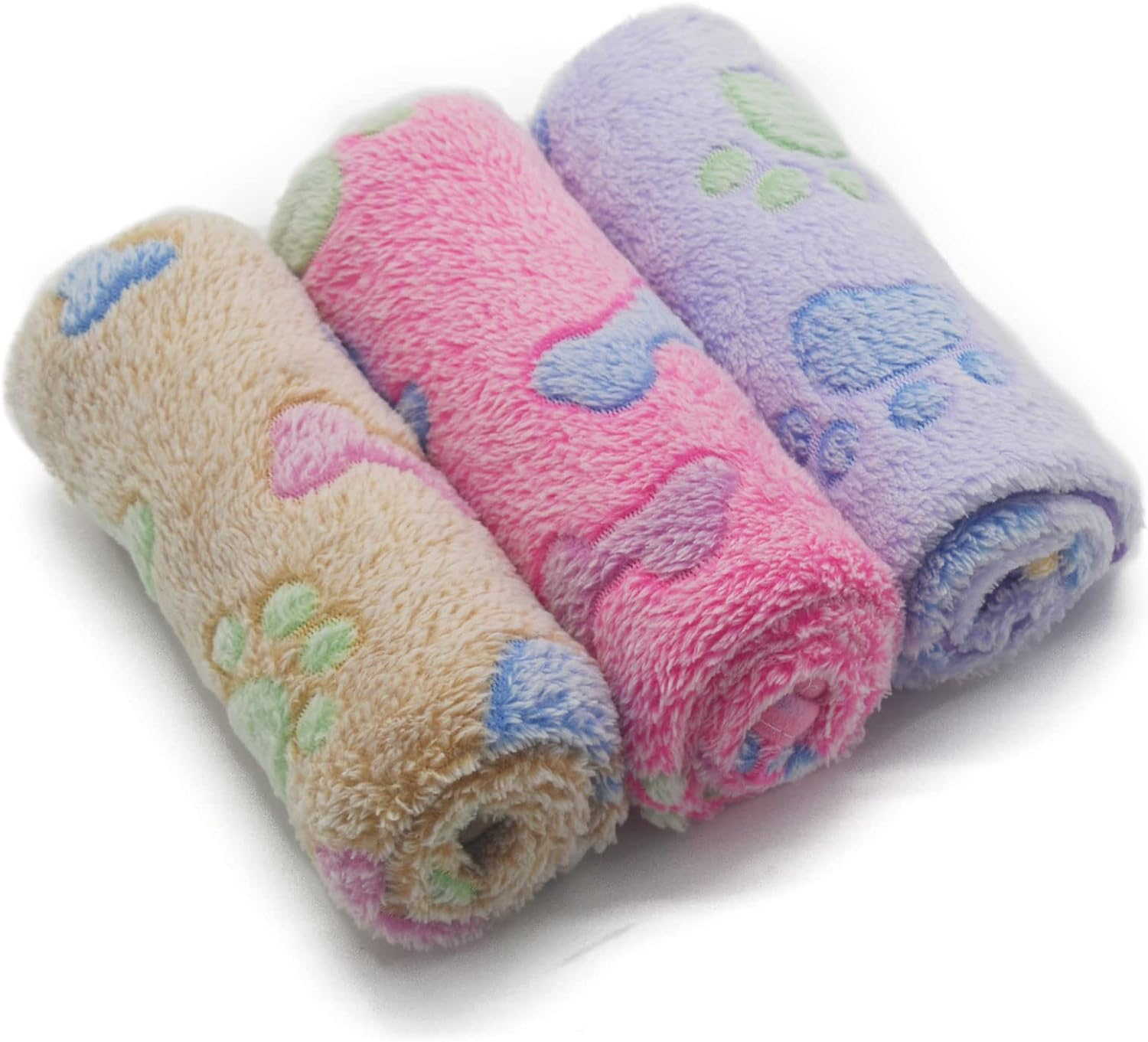 1 Pack 3 Puppy Blankets Super Soft Warm Sleep Mat Grey Cute Print Blanket Fluffy Fleece Pet Blanket Flannel Throw Dog Blankets for Small Dogs Puppy Dogs Fluffy Cats,Bone-Medium(29"X20")