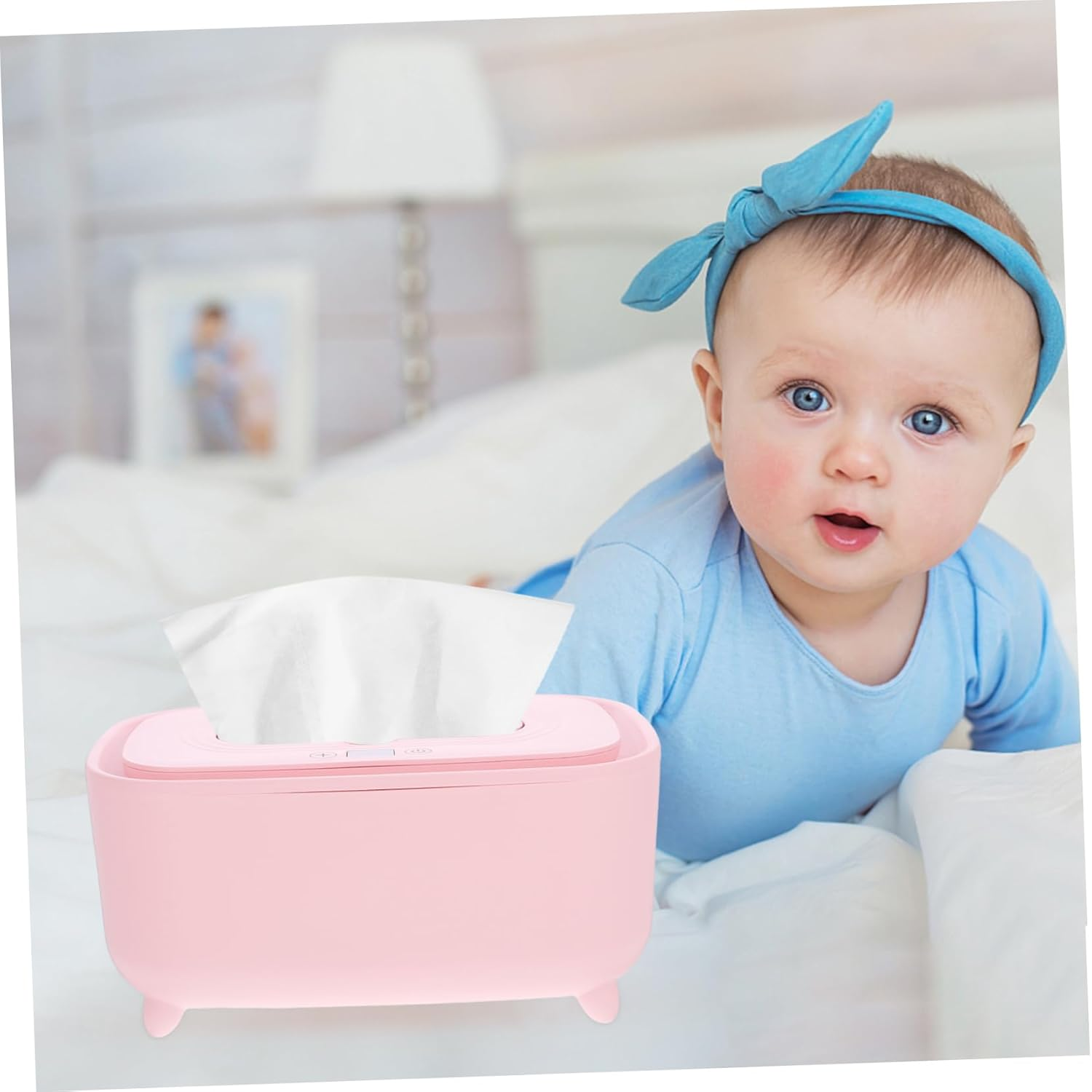 Baby Wipe Warmer USB Portable Wet Tissue Dispenser Adjustable Temperature Cherry Pink Baby Wet Tissue Heater for Newborns Travel Use image number 6