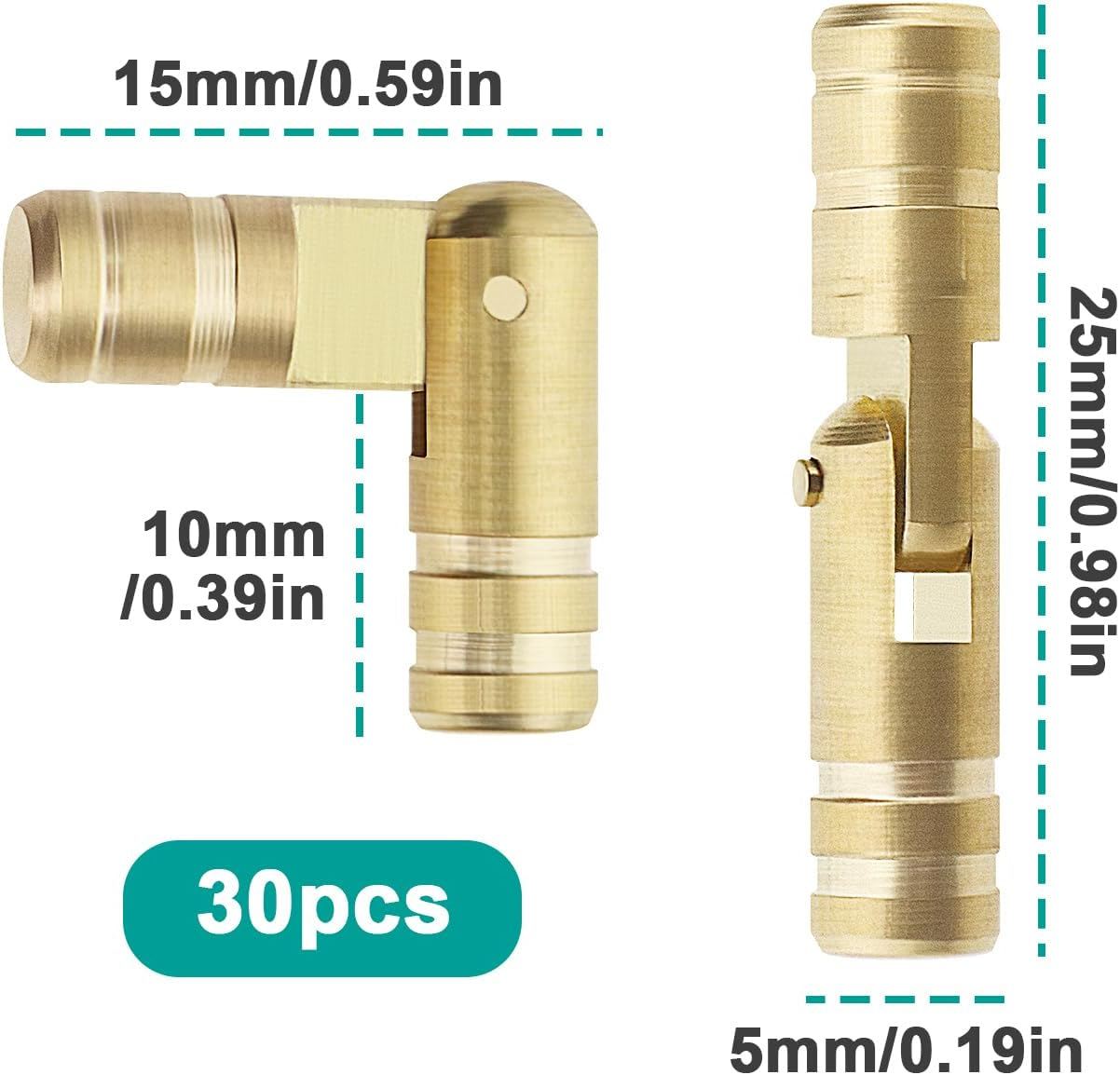Emagtech 30Pcs Brass Concealed Hinges Brass Cylinder Fixed Hinge Cylindrical Hidden Hinge Furniture Hidden Hinge for DIY Crafts Jewelry Boxes Gift Boxes image number 5