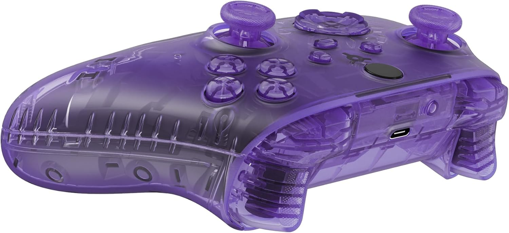 Extremerate Clear Atomic Purple Controller Full Set Housing Shell Case W/Buttons for Xbox Series X/S, Custom Replacement Side Rails Front Back Plate Cover for Xbox Series S & Xbox Series X Controller - Clear image number 5