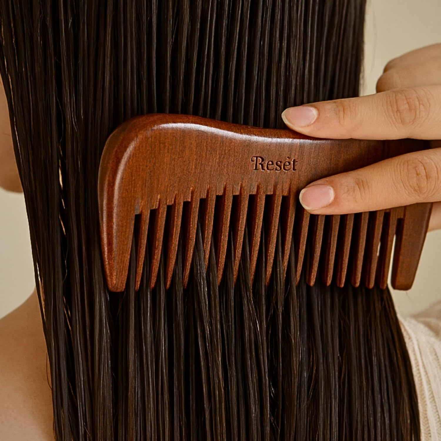 100% Natural Handmade Sandalwood Comb | Soft Wide Tooth Wooden Comb for Wet and Dry Hair | Eco-Friendly Anti-Static for Massage | Wooden Hair Detangler for Men and Women image number 4