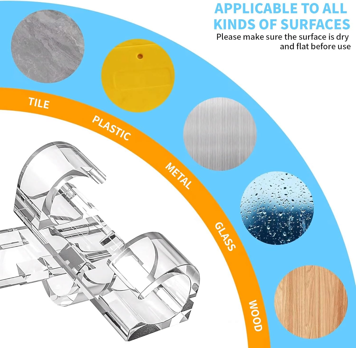 Rhoyee 50 PCS Clear Cable Clips with Strong Adhesive &ndash; Wire Holder Cord Organizer for Wall, Desk, Car, Home Office &ndash; Self-Adhesive Cable Management Clips for TV, PC, USB Cords (1.57X0.59X0.45In) image number 3