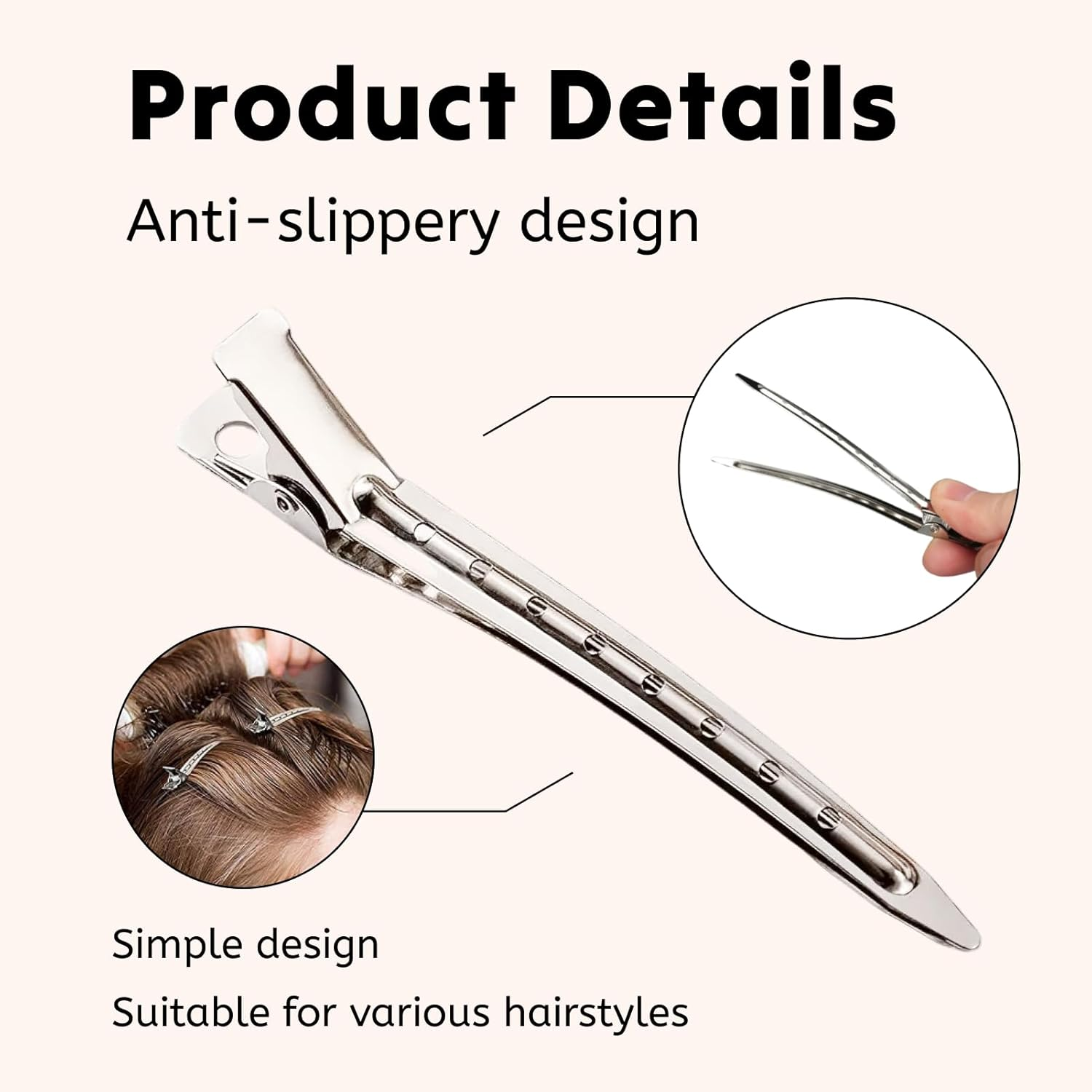 Fortuneglobe 40 Pcs Metal Duck Billed Hair Clips (3.5 Inch) - Professional Hair Styling Sectioning for Cutting, Bleaching & Dyeing - Hairdressing Clips​​ image number 4