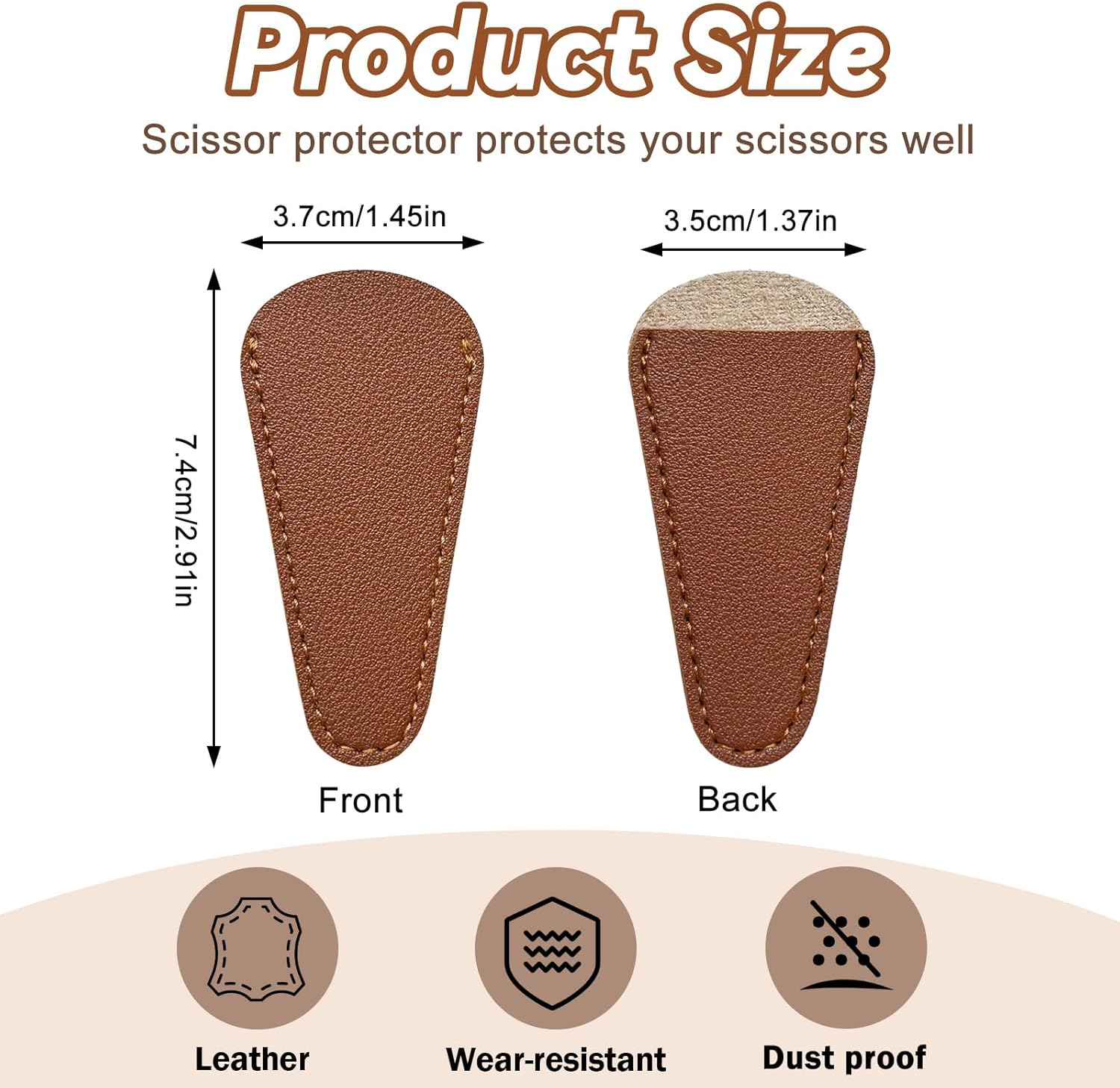 10 Pcs 2.95&times;1.45In Embroidery Scissors Sheath, Small Scissors with Cover Scissors Protective Cover Scissors Leather Sheath for Scissors Protection (Multicolour) image number 3