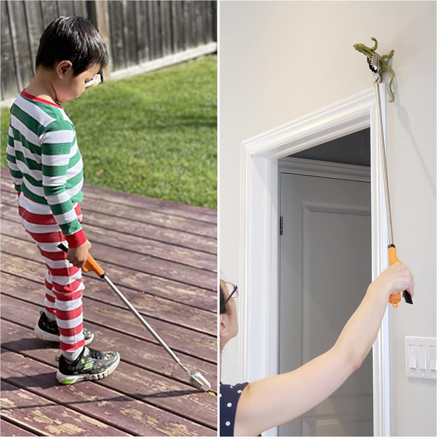 FTH All Stainless Steel Grabber Reacher Pickup Tool Heavy Duty Trash Picker Snake Tongs image number 6