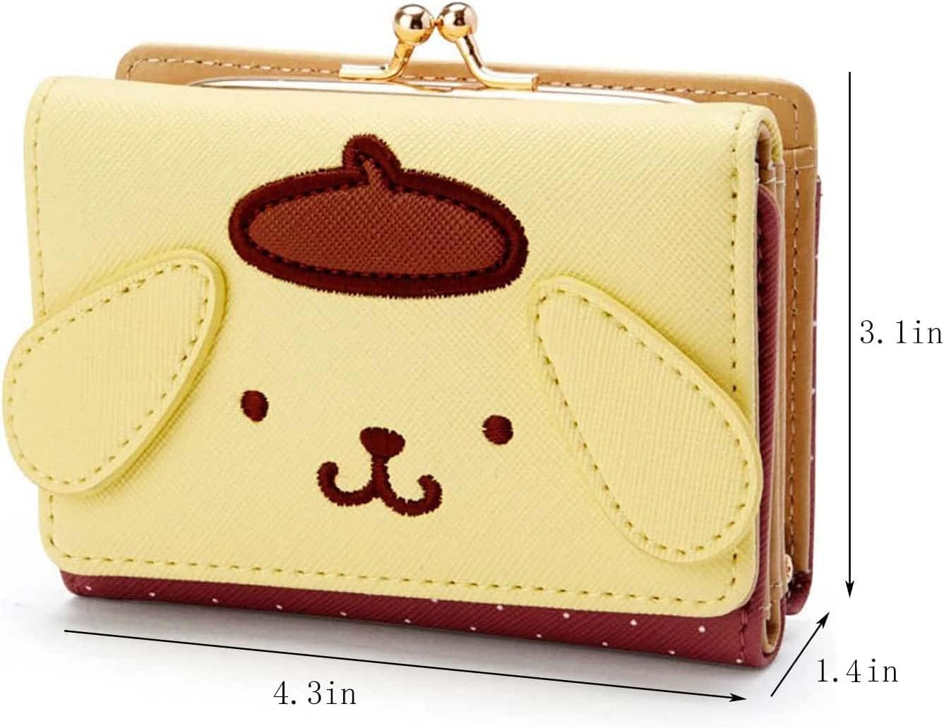 Cute Cartoon Small Wallet Short, Ladies Girls Purses Leather Trifold Wallets Money Bag (Yellow) image number 4