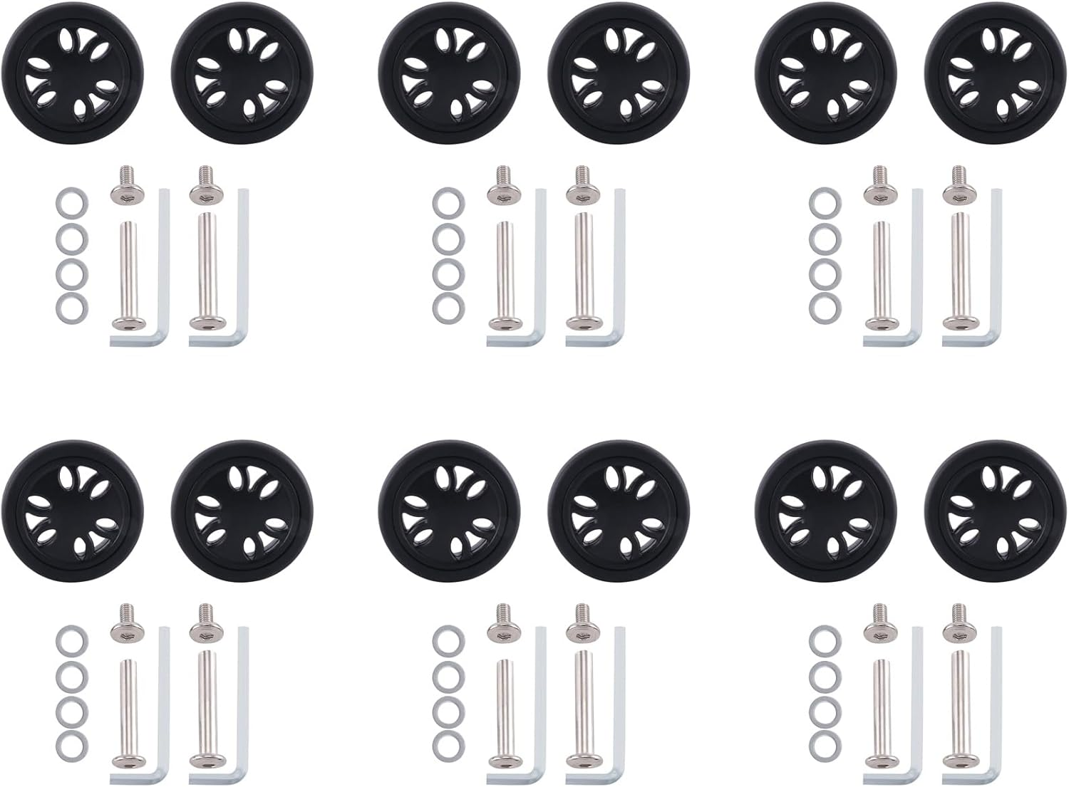 6 Set 50Mm X12Mm Luggage Wheels Replacement Wear PU Caster Suitcase Replacement Wheels Luggage Wheels image number 3