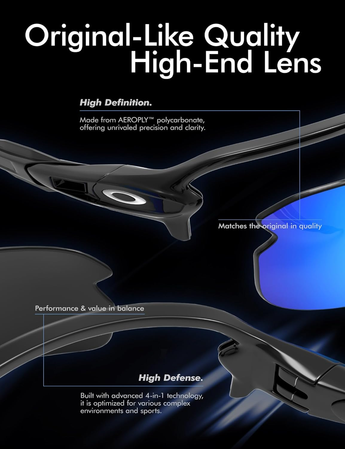 SAUCER Premium Replacement Lenses for Oakley Frogskins Mix OO9428 | Frogskins Mix Low Bridge Fit OO9428F Sunglasses image number 4