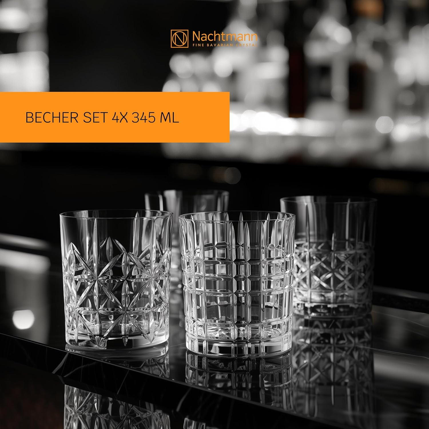 Nachtmann Whisky Glasses, Set of 4, Crystal, 345 Ml, Highland, 95906, 8.2 X 8.2 X 10.2 Cm