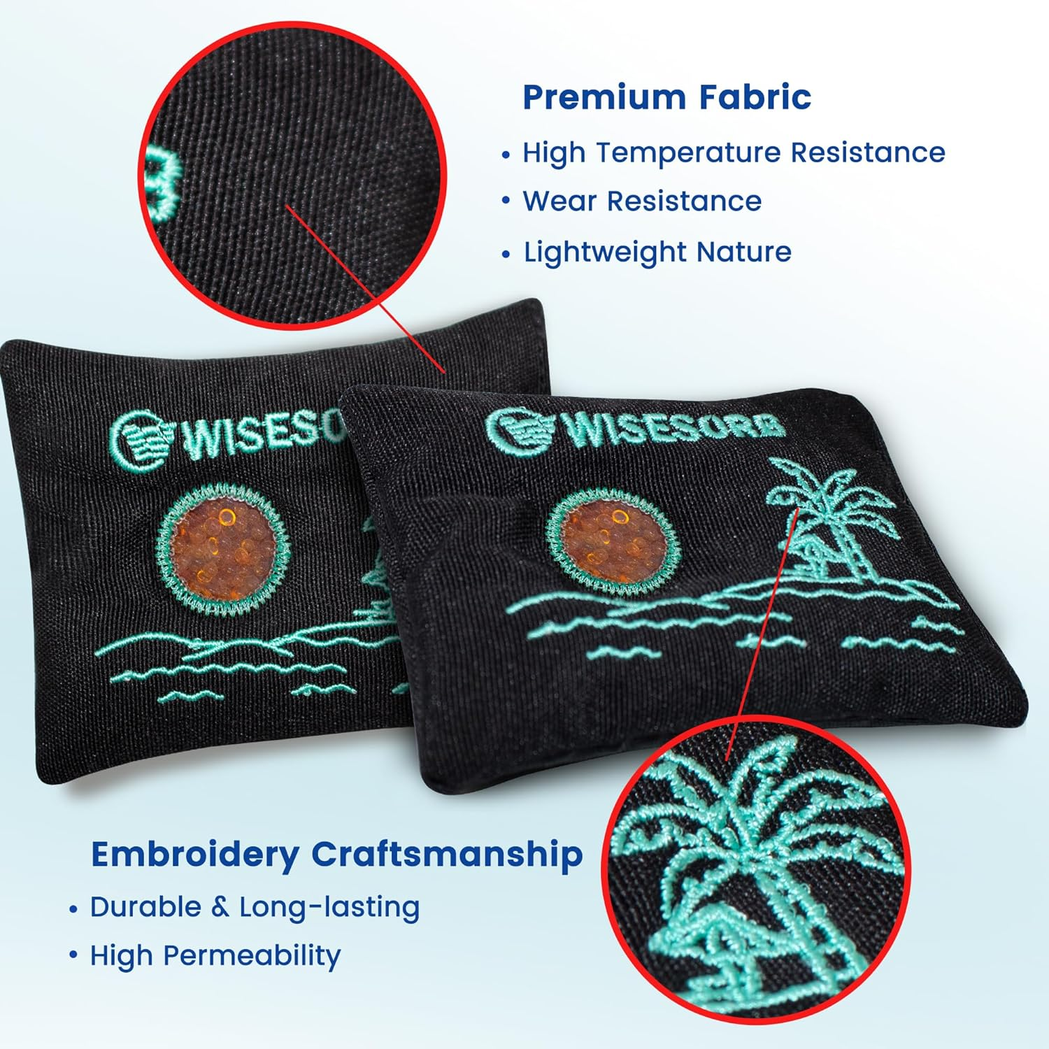 Wisesorb 100G X 5Pcs Rechargeable Desiccant Packs for Storage, Color Indicating Silica Gel Packets Moisture Absorbers with Transparent Window, Reusable Dehumidifier Bags for Gun Safe Closet Basement image number 1