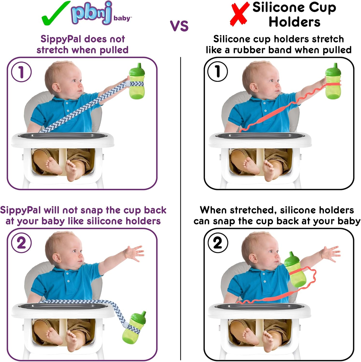 Pbnj Baby Sippypal Sippy Cup Holder Strap Leash Tether (Blk/White Dot 2-Pack) image number 2