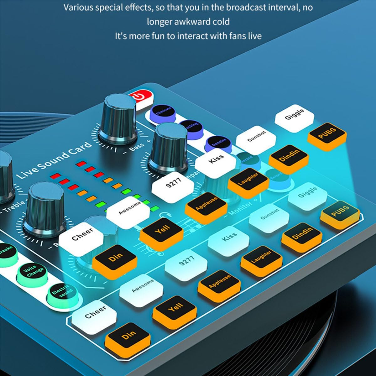 Annuoyi M8 Audio Mixer,Live Sound Card,Portable Audio Mixer, Audio Interface with Dj Mixer Effects and Voice Changer, Voice Changer Device for Singing/Pc Video Chat/Broadcast/Karaoke. image number 5