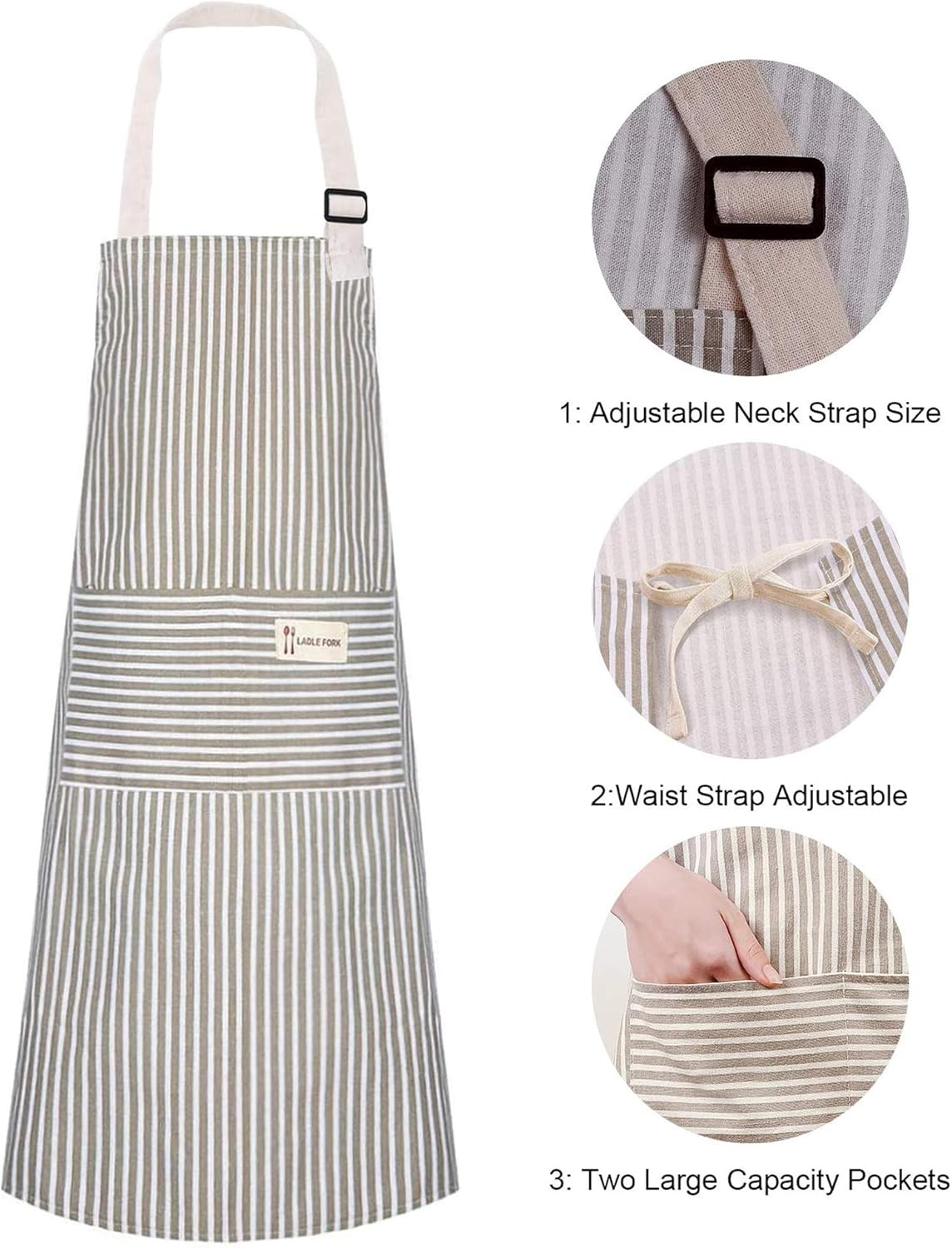 Lofekea Apron, 2 Pack Kitchen Cooking Aprons, Adjustable Bib Chef Apron with 2 Pockets for Men Women