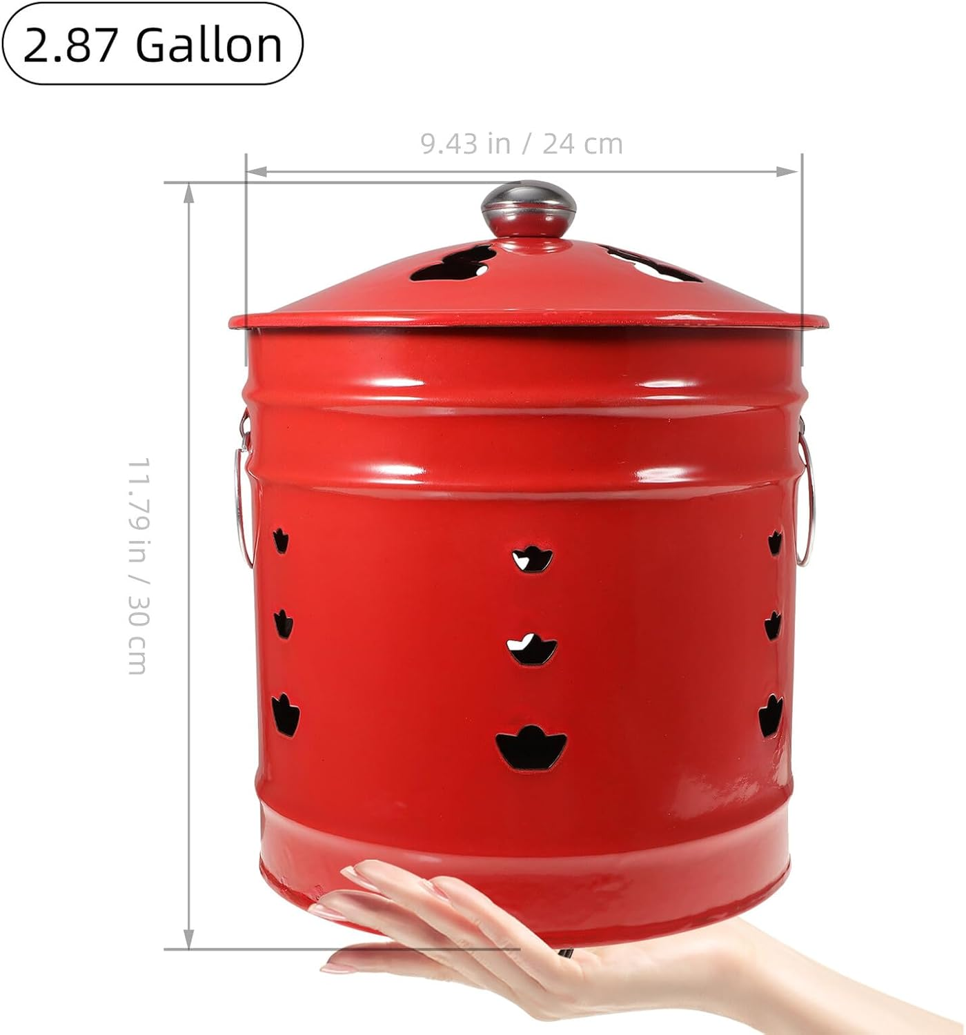 YARNOW Red Enamel Paper Money Incinerator Bucket 6# Sturdy Coating for Chinese Sacrifices, Home and Garden Burning Barrel, Professional Treasure Inviting Burn Pot Random Style image number 1
