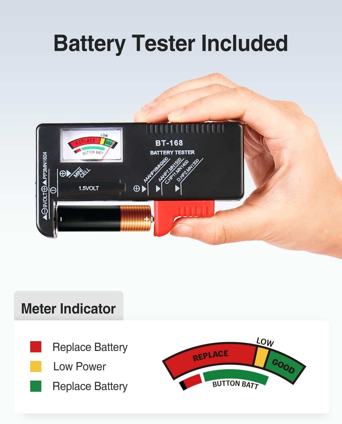 Luxtude Battery Storage Organizer, Clear Battery Organizer Storage Case with Tester,Hard Batteries Holder, Portable Batteries Case Organizers, Drawer Caddy, Camping Accessories (Black) image number 6