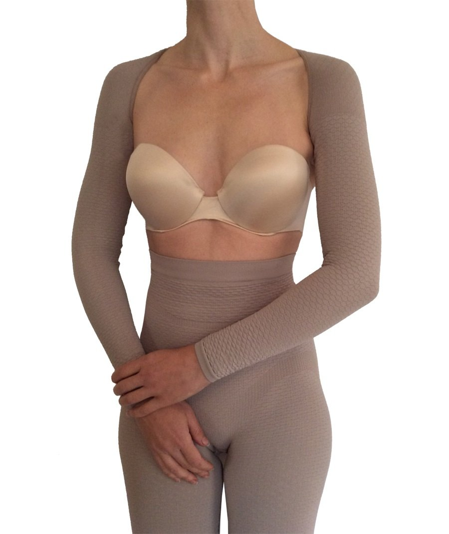 (L/XL, BLACK) - Bioflect FIR Therapy anti Cellulite Compression Slimming Arm Sleeves Wrap (L/XL, BLACK)