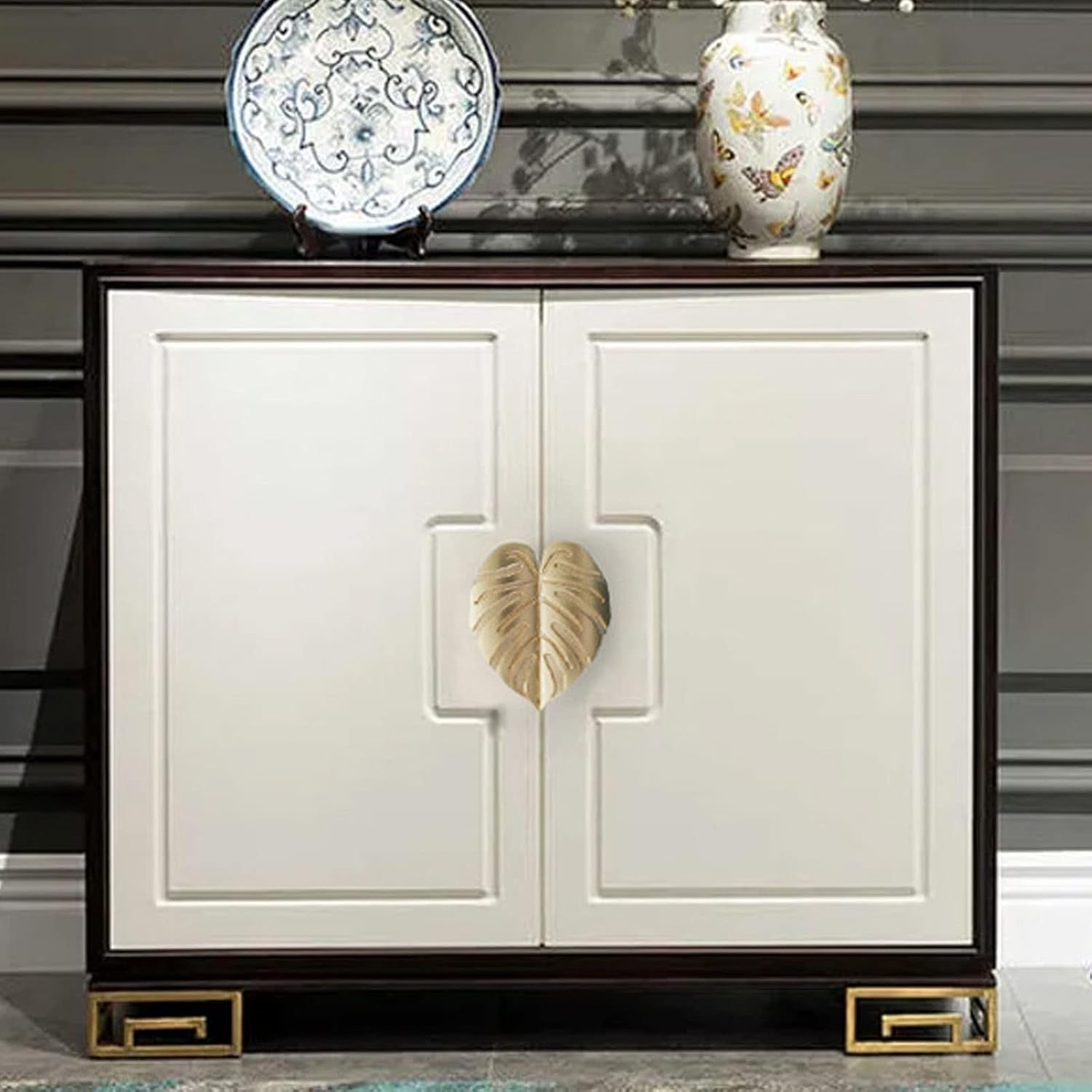 PIAOLGYI Modern Green Leaf Cabinet Knobs for IKEA Milsbo Cabinet, Zinc & Glass, Durable & Easy to Install image number 2