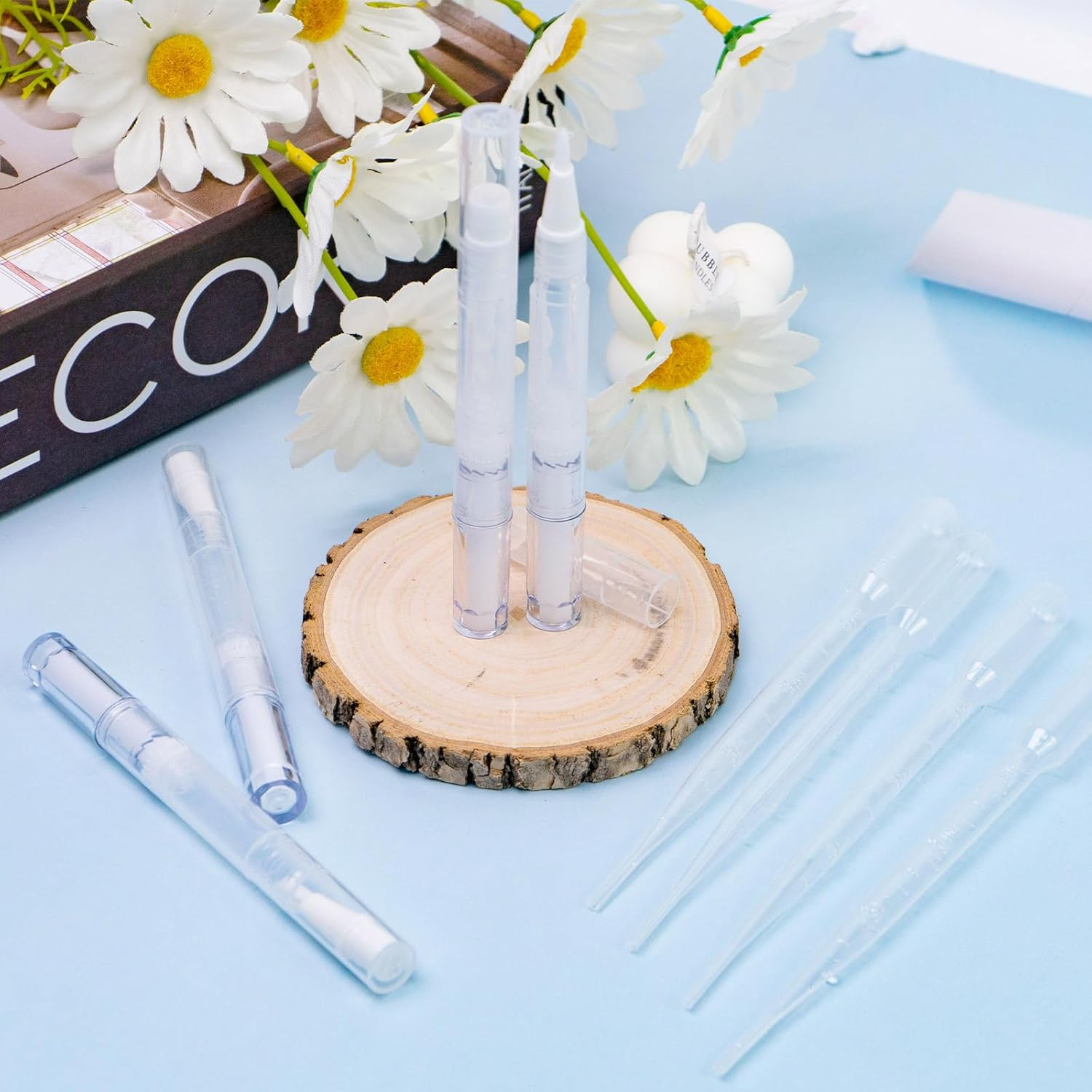 Koceci 10 Pack 3Ml Nail Oil Pen Refillable Transparent Twist Pens, Cuticle Oil Brush for Nails, Empty Nail Oil Pen with Brush Tip, Cuticle Oil Container (10)