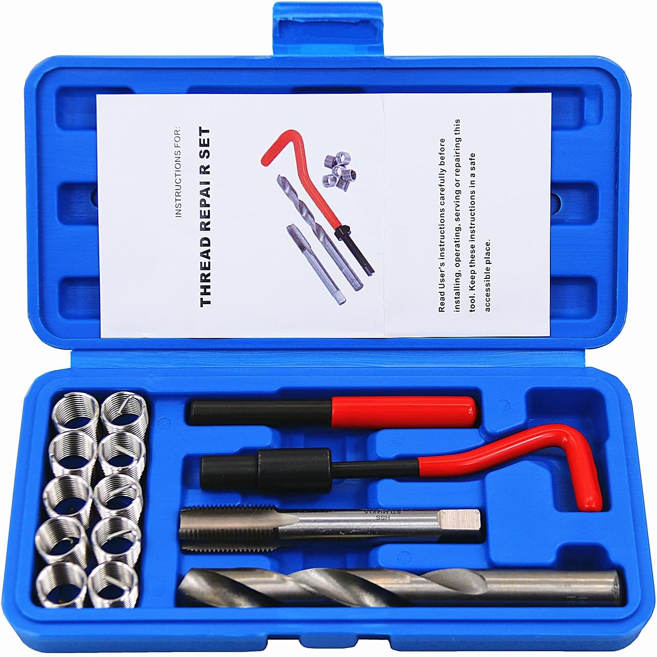 14Pcs Thread Repair Kit M14 X 1.5Mm Metric Thread Repair Insert Kit Compatible Hand Tool Set for Auto Repairing (M14-1.5) image number 2
