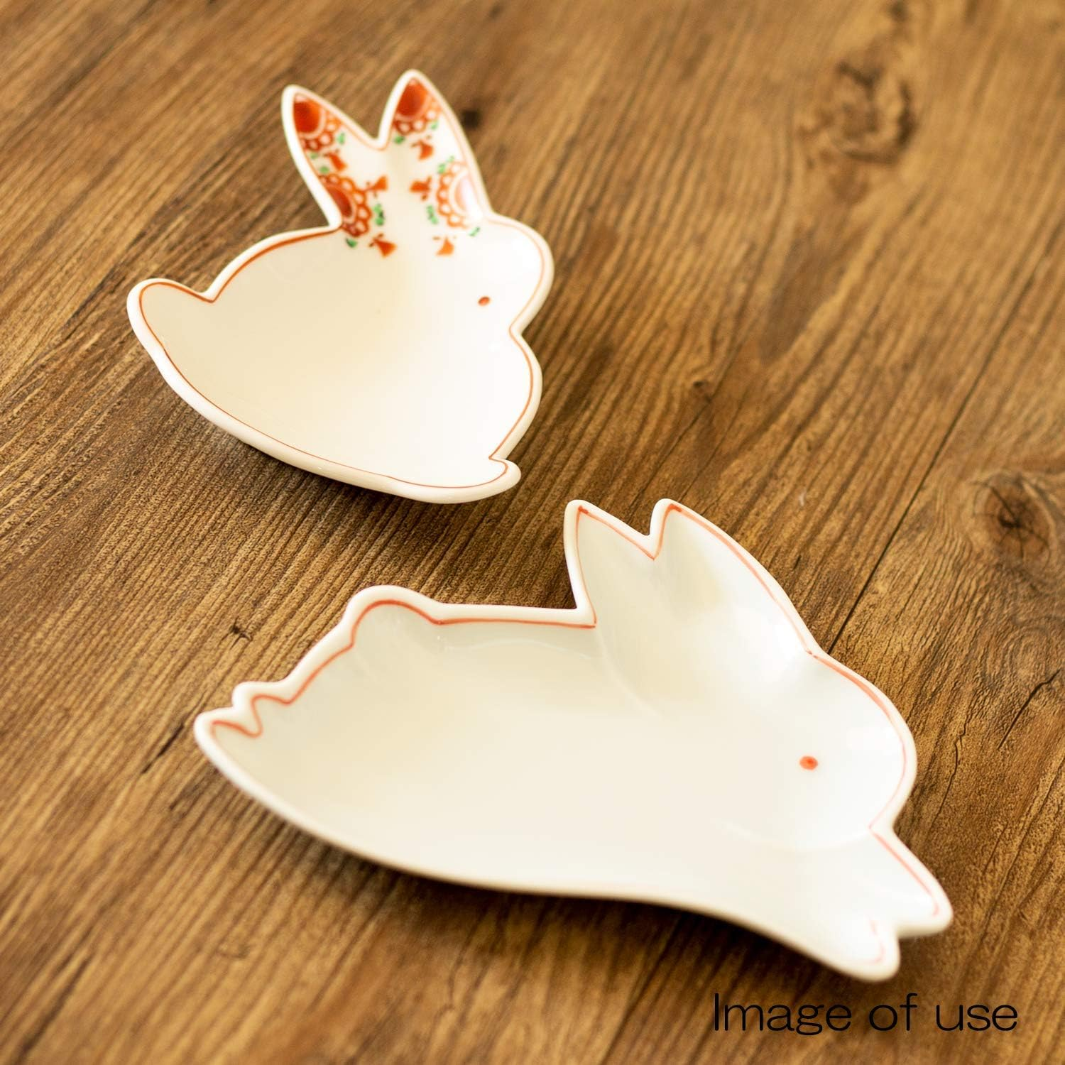 Arita Pottery 478489 Denpei Kiln Namei Dish, Approx. 5.1 X 3.9 Inches (13 X 10 Cm), Rabbit, Rabbit, Made in Japan