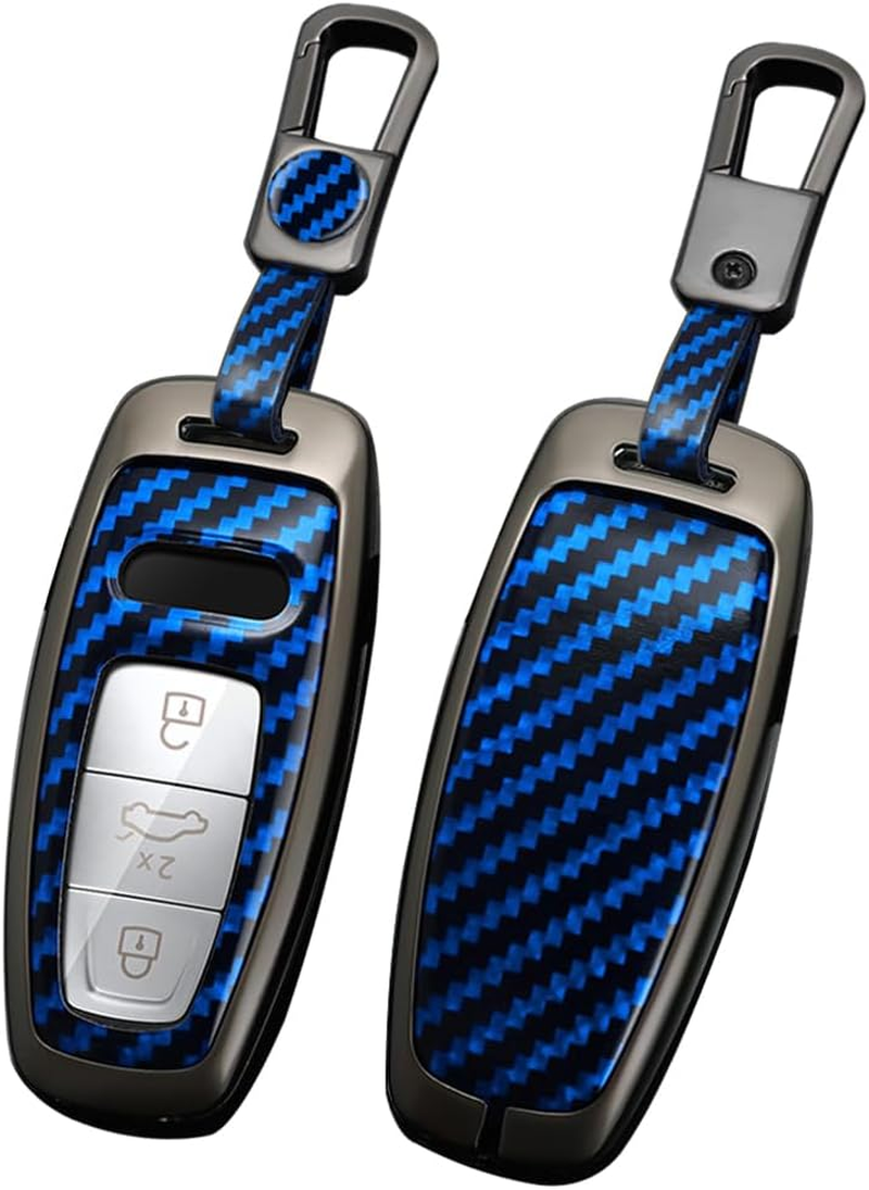 Ontto Alloy Car Key Fob Cover Fit for Audi A6 A7 A8 E-Tron Q5 Q7 Q8 C8 D5 A6L A8L SQ8 2019-2023 Keyless Entry Remote Key Case Keyring Key Shell Holder Keychain Protector Accessories White A