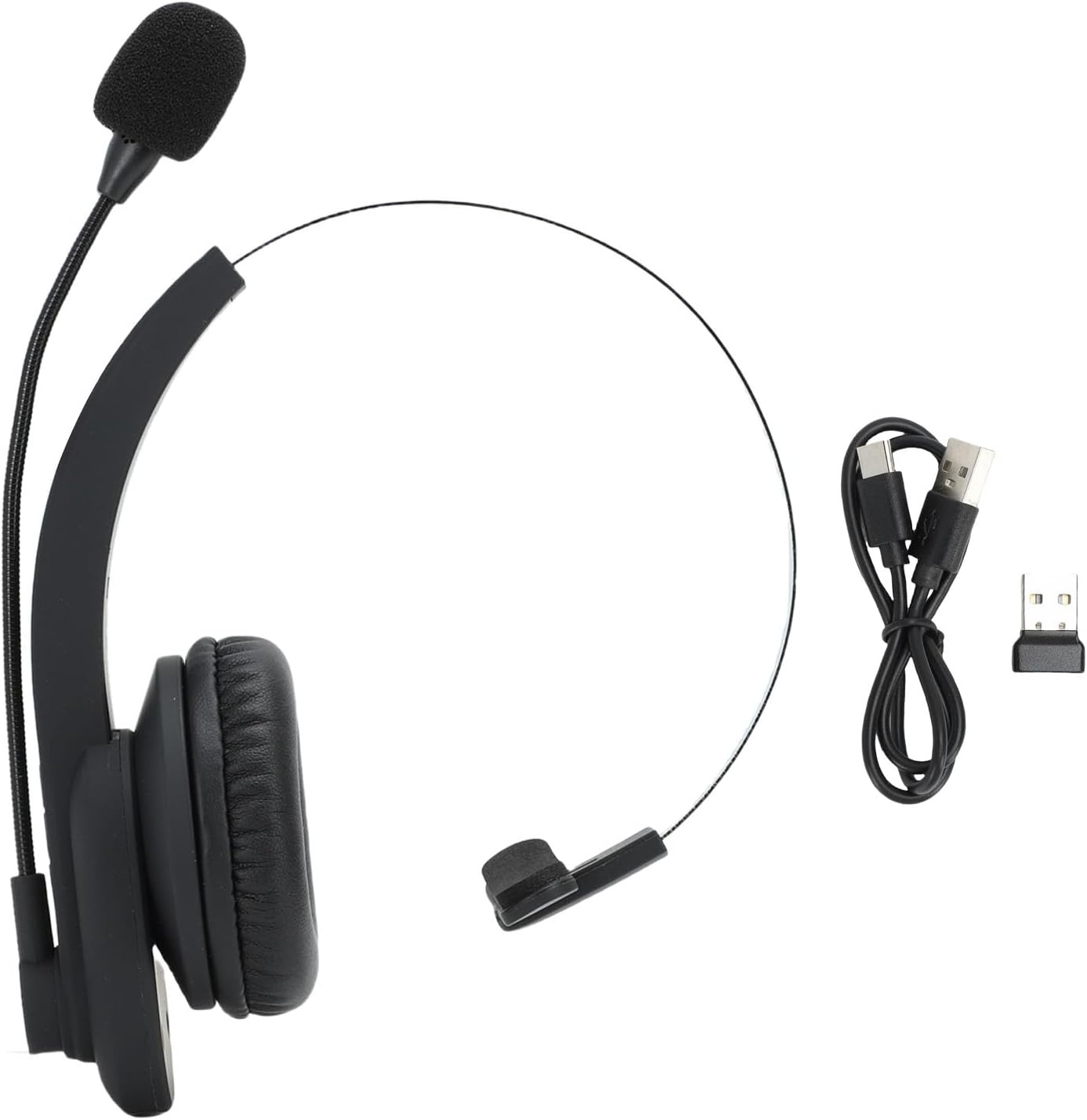 LICAEVEY Bluetooth Headset with USB Dongle, Noise Cancelling Mic, 50 Hours Battery, Single Ear Wireless Headset for Truckers Driving Office image number 3