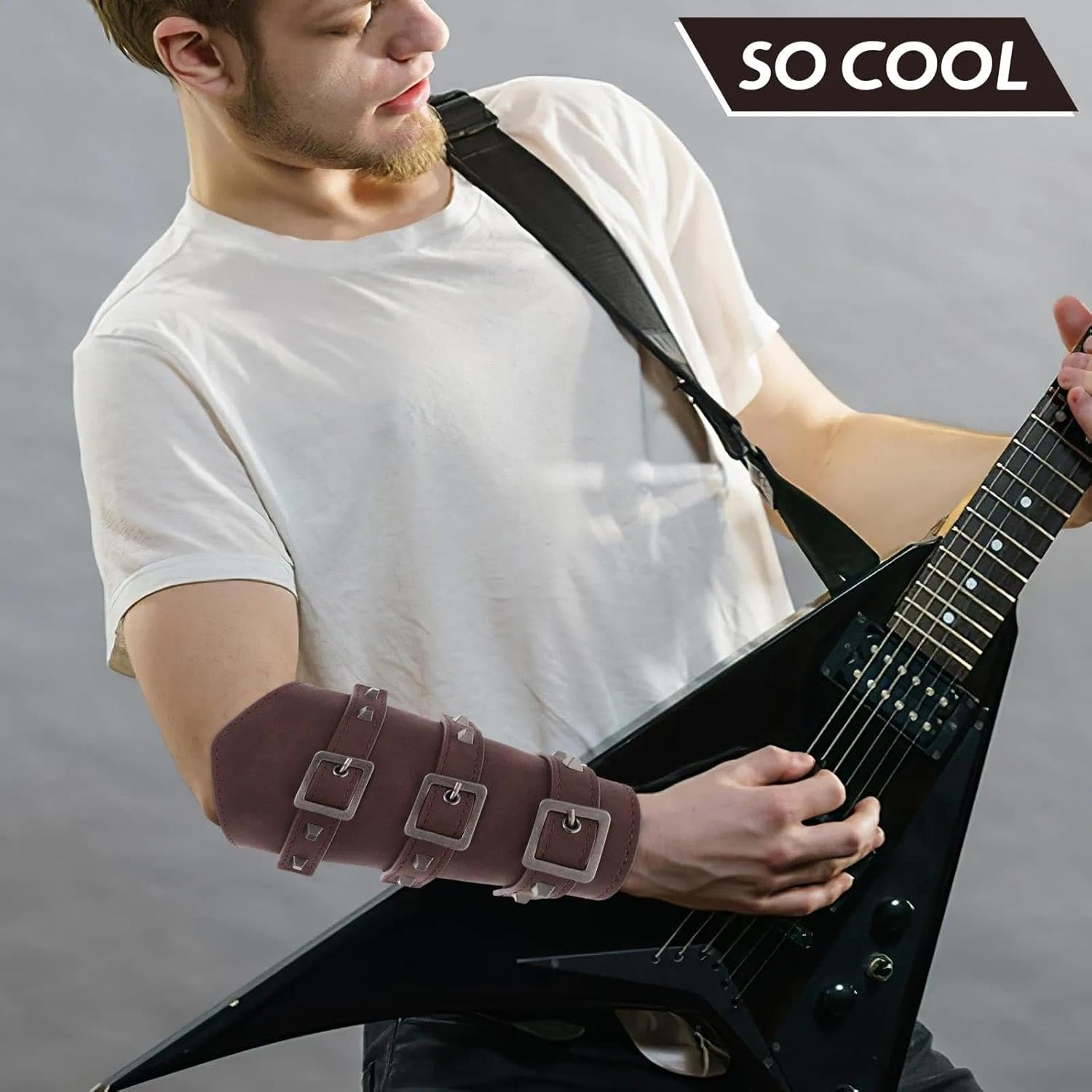 Medieval Accessories Arm Guards with Ring Belt Renaissance Bracers for Cosplay Knight Costume Adjustable Set for Adults SZTTY image number 1