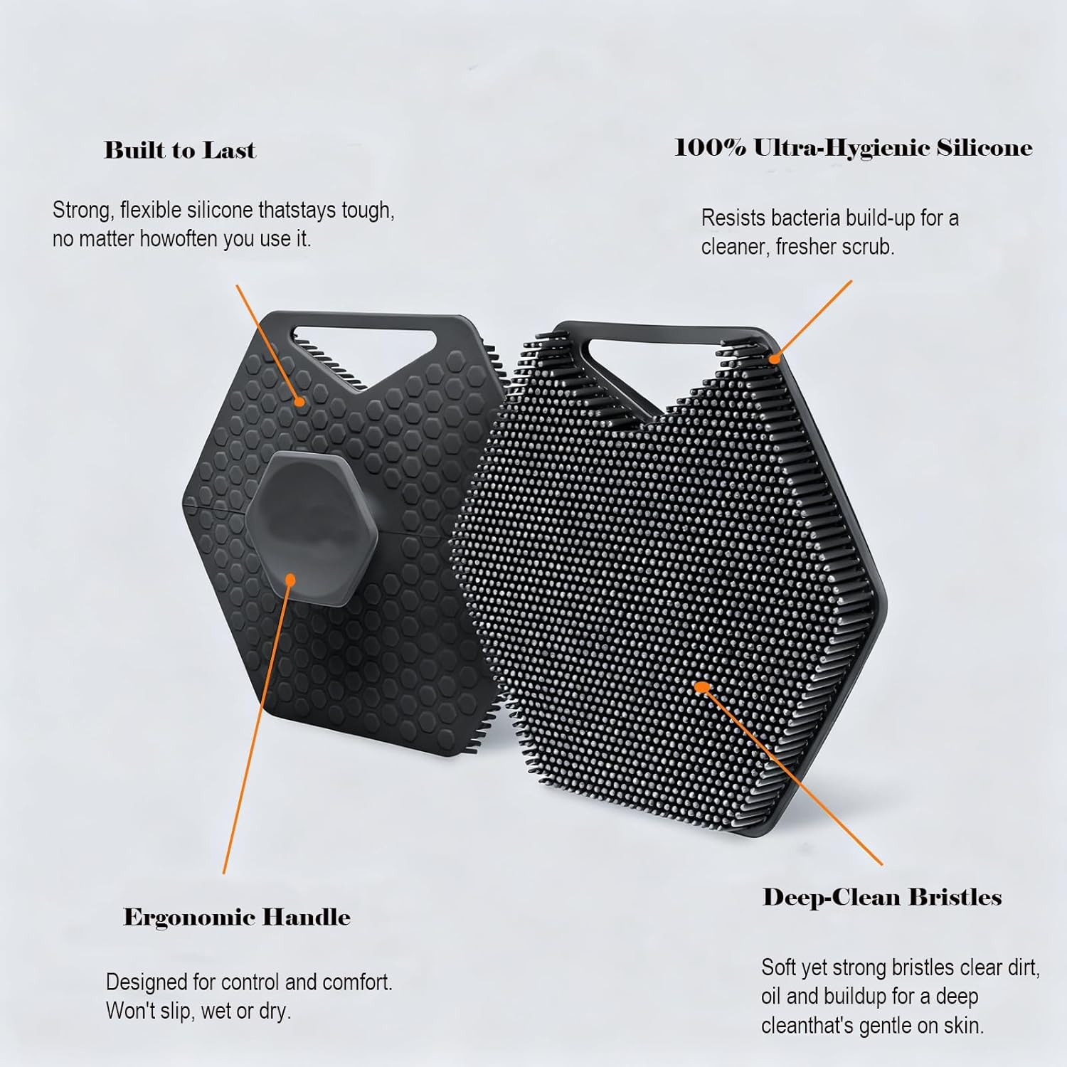 Loimon Premium Silicone Body Scrubber - Deep Cleansing & Exfoliating Bath Brush with Ergonomic Handle, Long Lathering Bristles for Gentle Skin Invigoration, Hygienic & Easy Clean image number 5