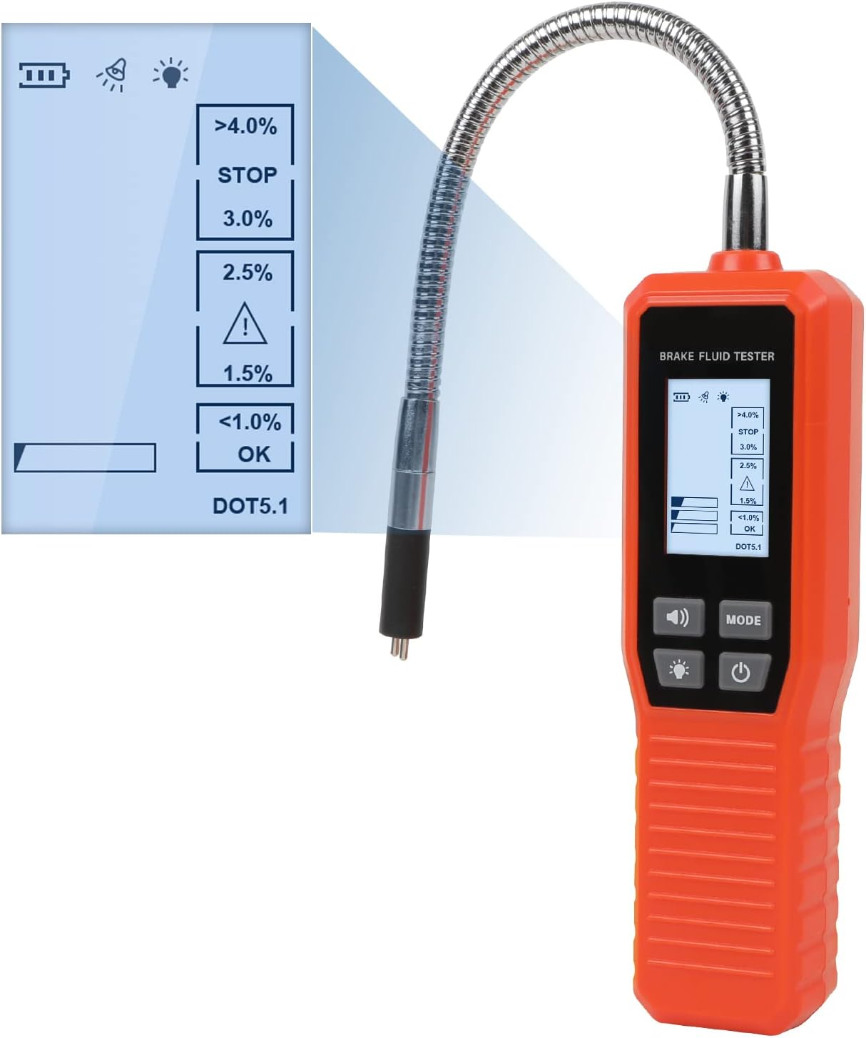 KAISAL Improved Brake Fluid Tester Suitable for Brake Fluids DOT3 DOT4 DOT5.1 Brake Fluid Tester with Acoustic and Optical Alarm Brake Fluid Tester image number 2